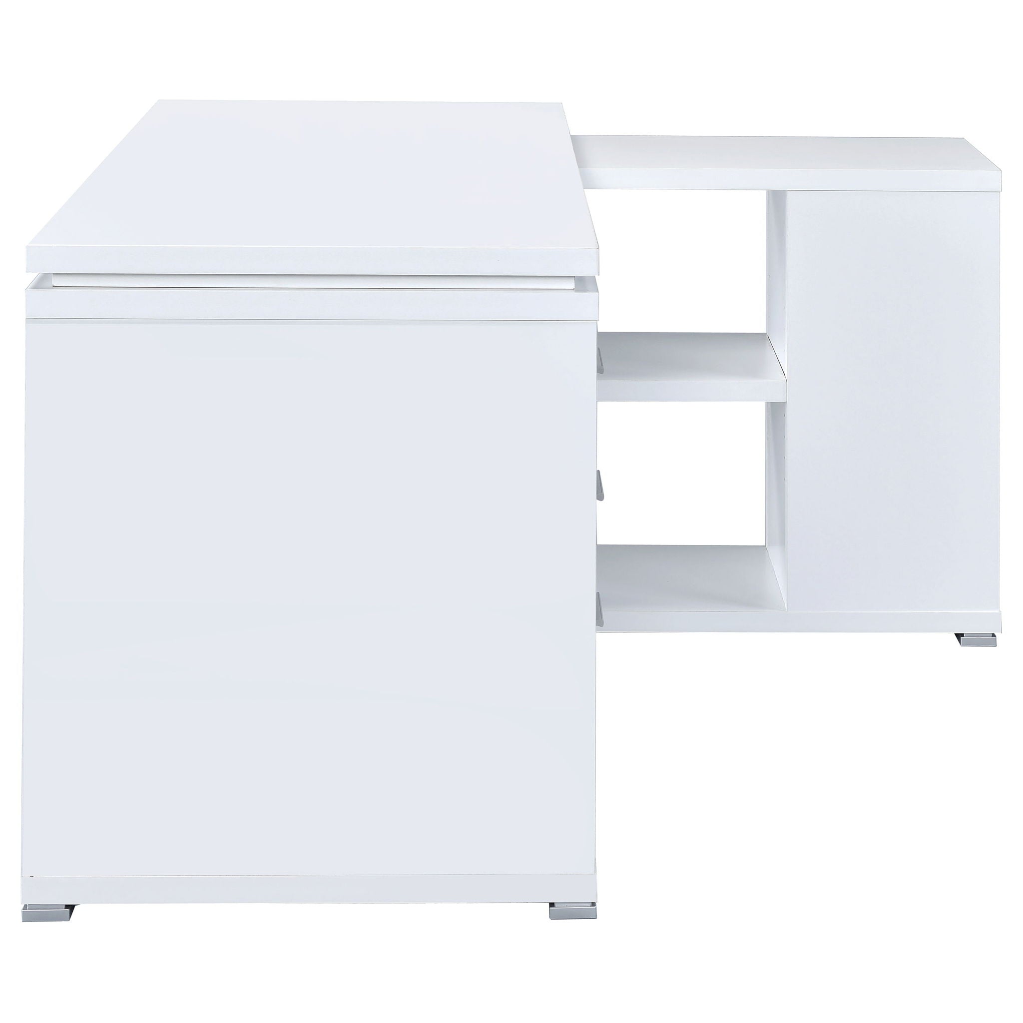 Transitional L Shape Computer Desk With Multiple Storage And Built In File Cabinet