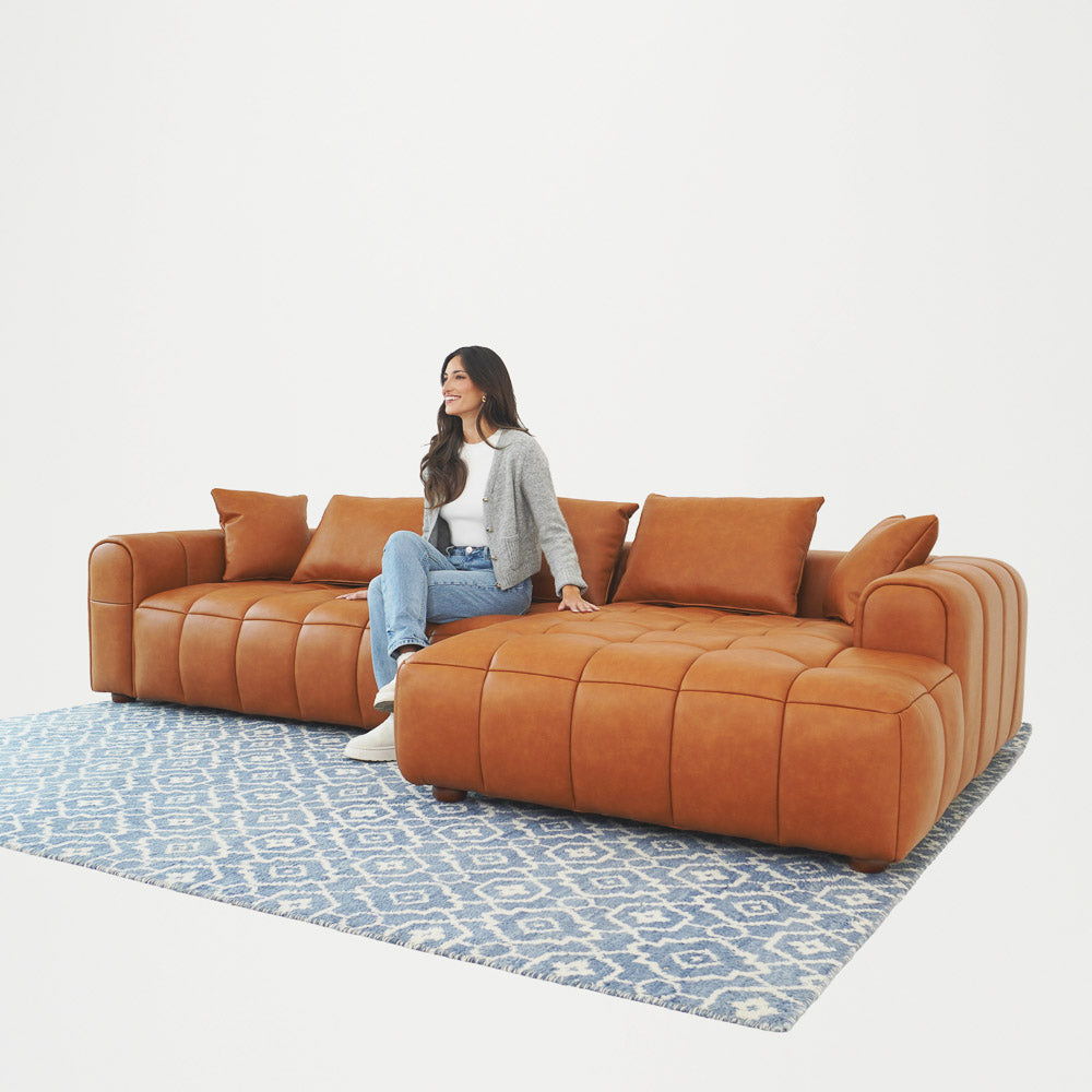 Clark - Sectional Right Sofa - Cognac - Best Buy Furniture