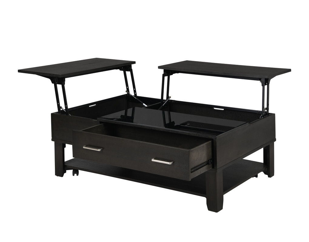 Bruno - Wooden Table With Tempered Glass Top And Drawer - Best Buy Furniture