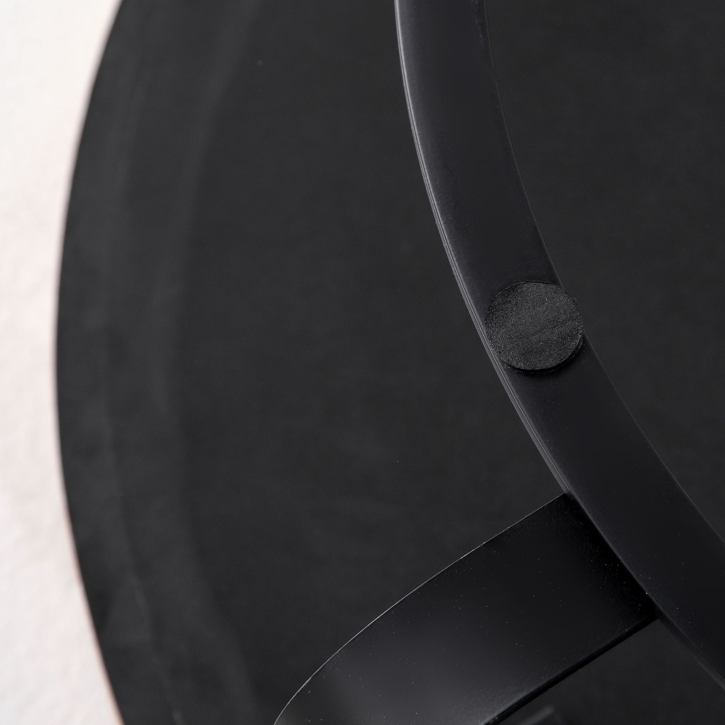 Modern Round Coffee Table with Wooden Carving Pattern and Metal Legs