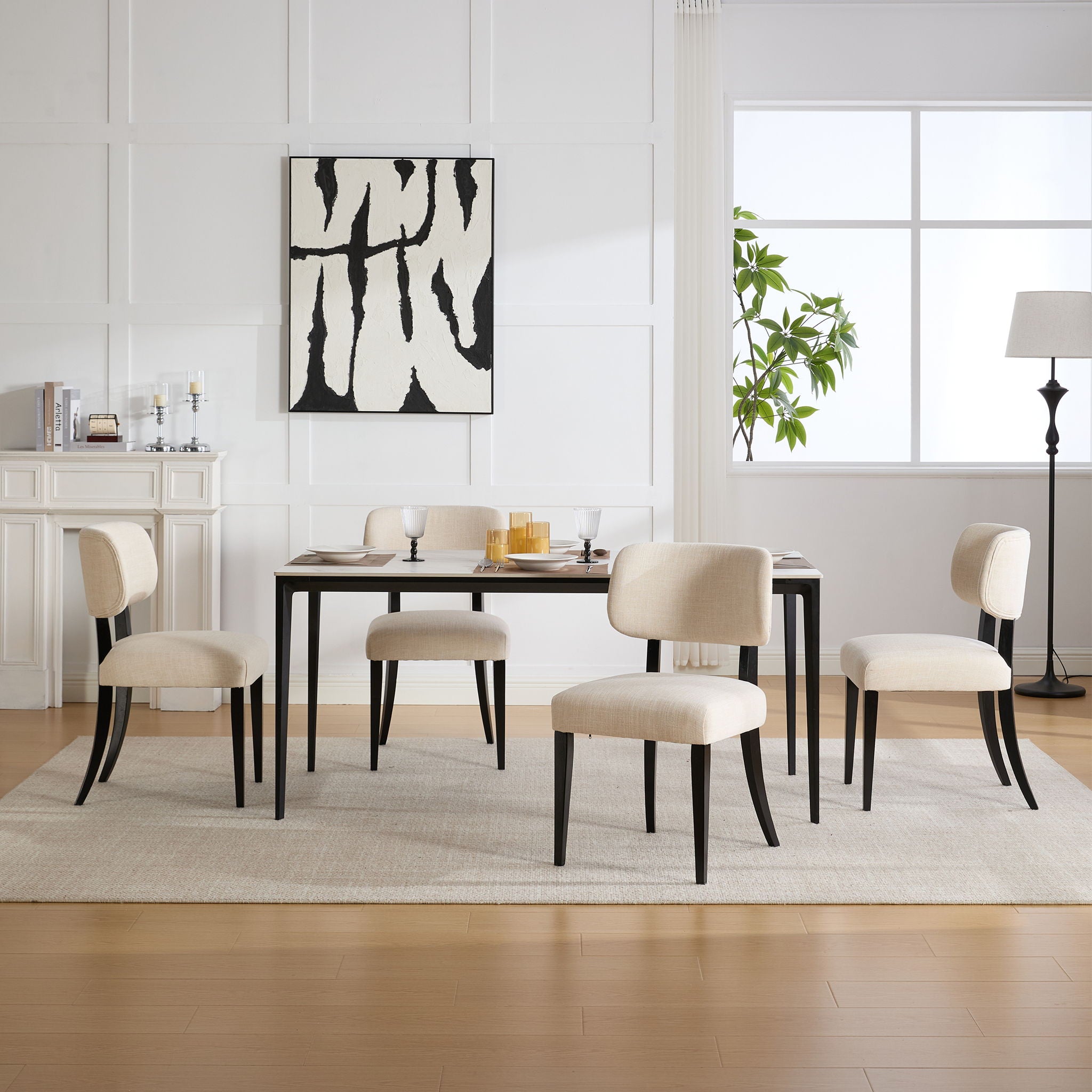 Kitchen Dining Chairs (Set of 2) - Cream