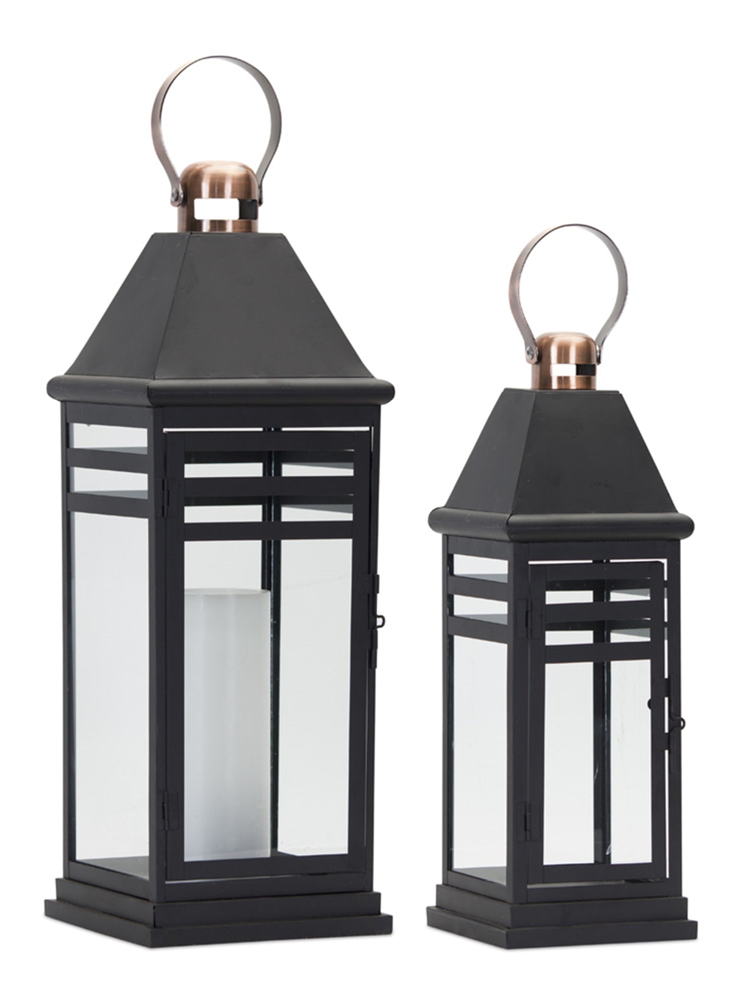 Modern-Metal-Lantern-with-Gold-Accent-(Set-of-2)-Outdoor-Lighting