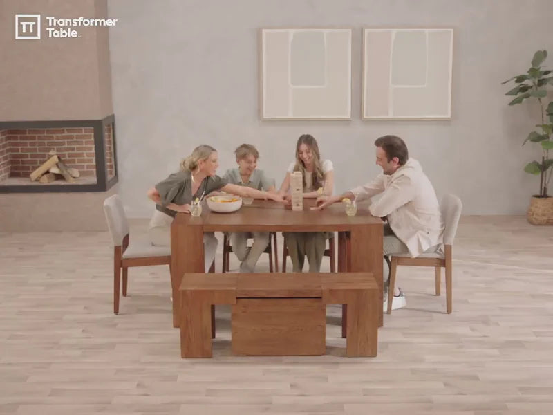 Load video: Transformer Extendable Dining Table lifestyle video how to. Unboxing and tutorial video