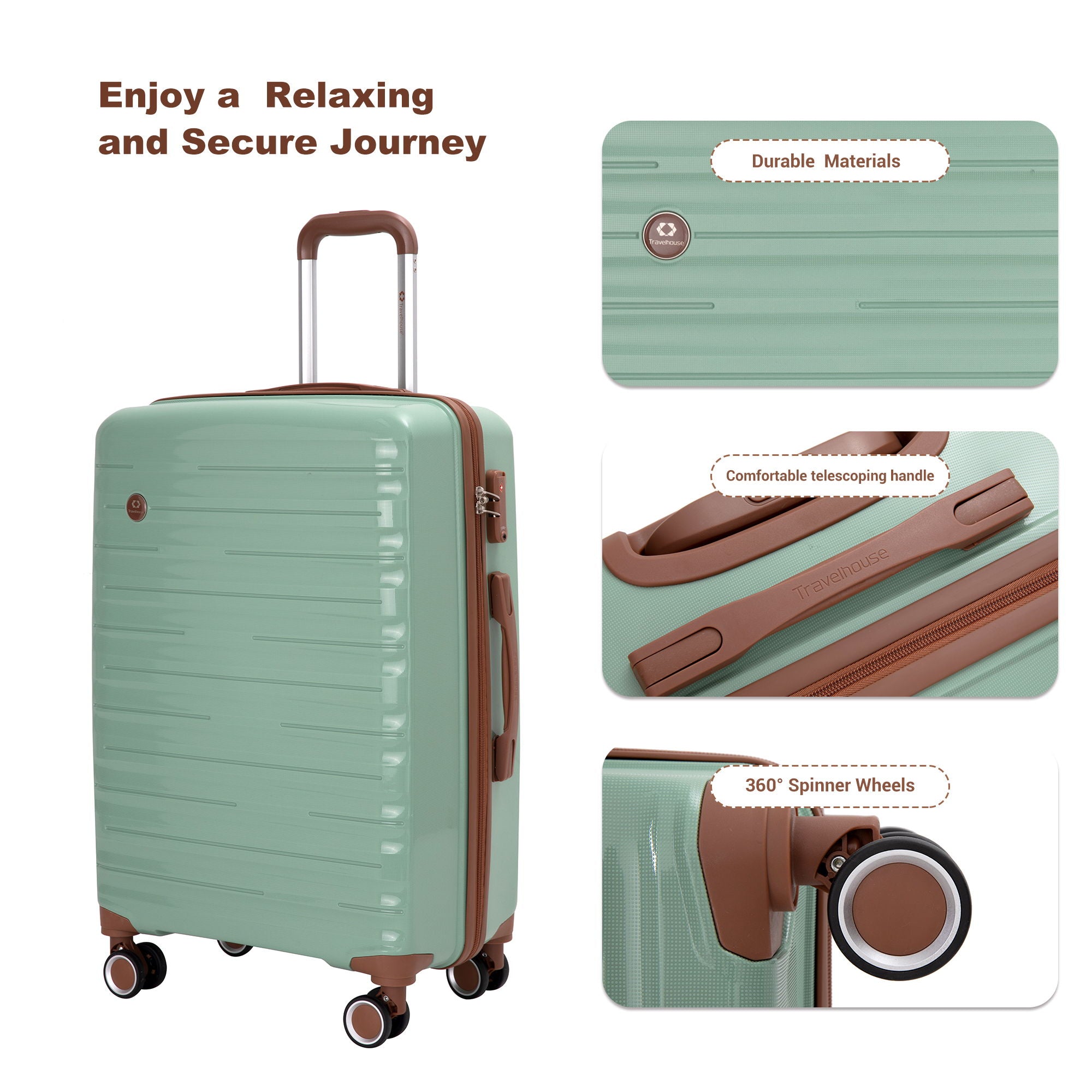 5 Piece Set Hardshell Carry On Luggage Set With Tsa Lock