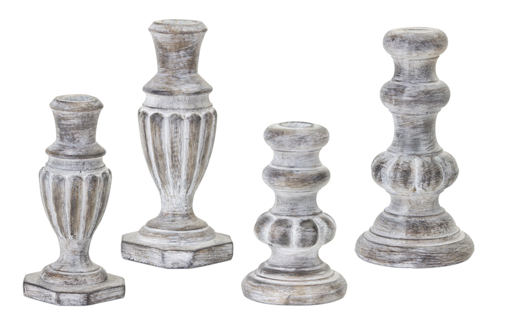 White-Washed-Stone-Candle-Holder-(Set-of-4)-Candle-Holders