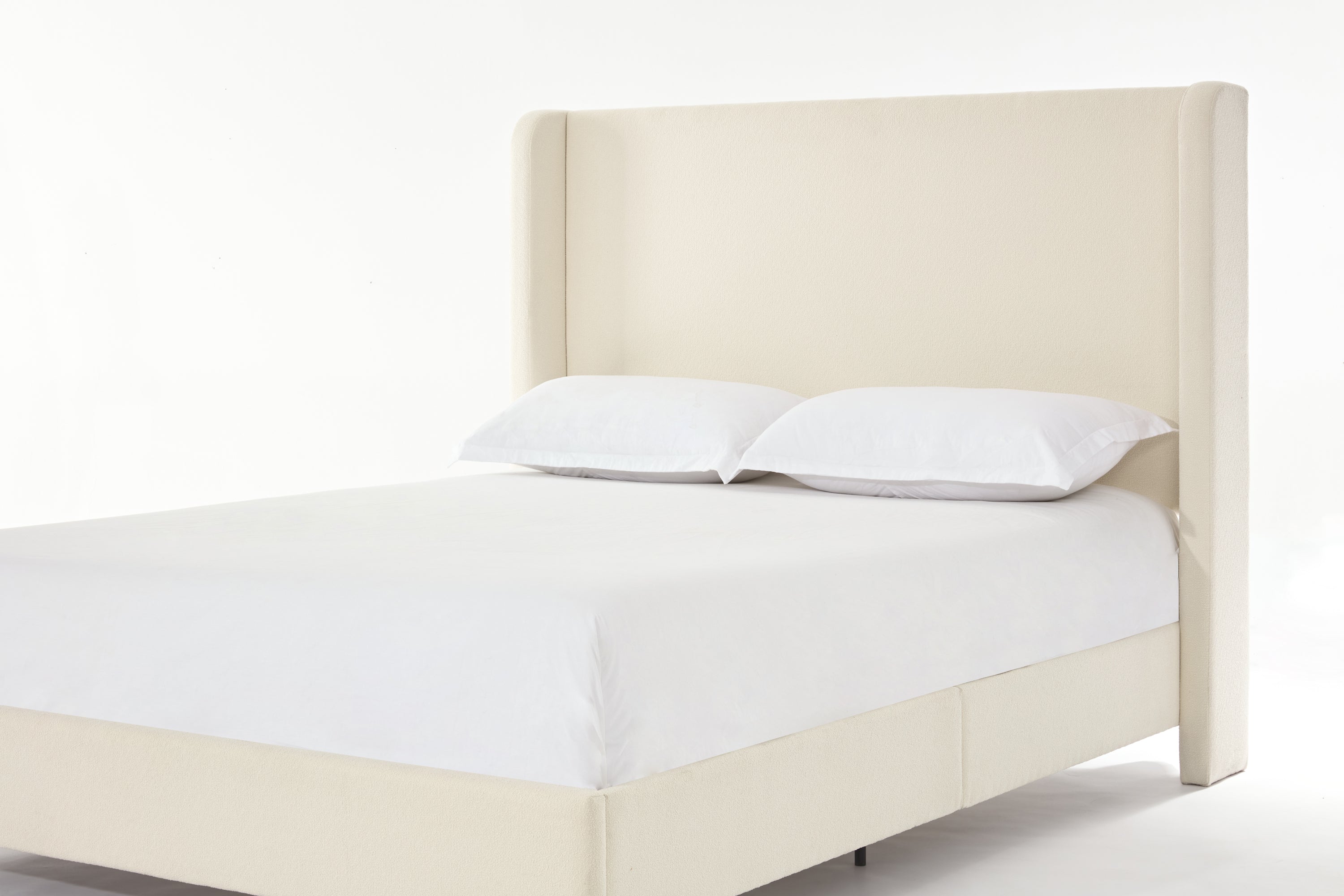 Harper upholstered bed, 54" headboard, ivory boucle