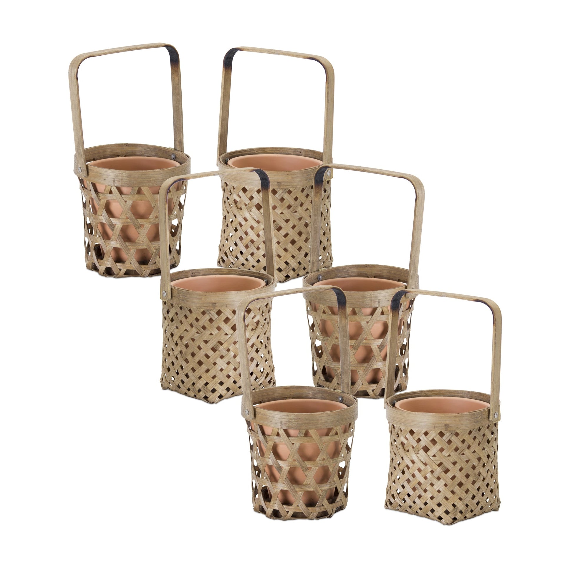 Woven-bamboo-basket-with-terra-cotta-pot-insert-(set-of-6)-Pots-&-Planters