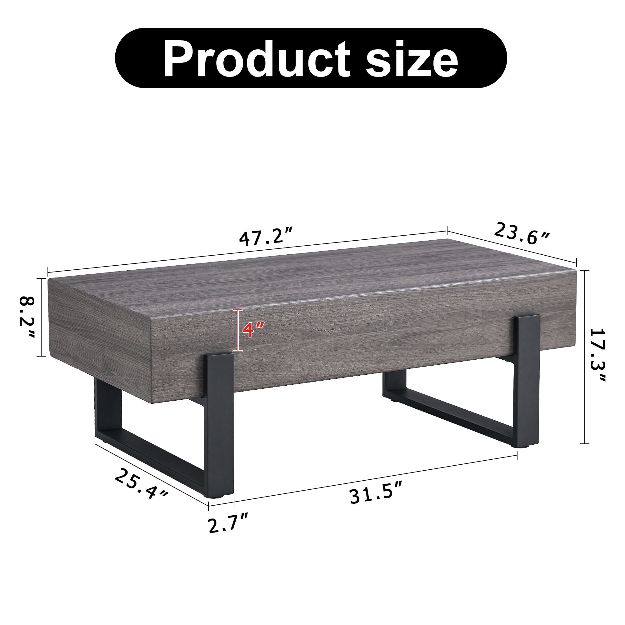 Rustic Coffee Table With Metal Legs