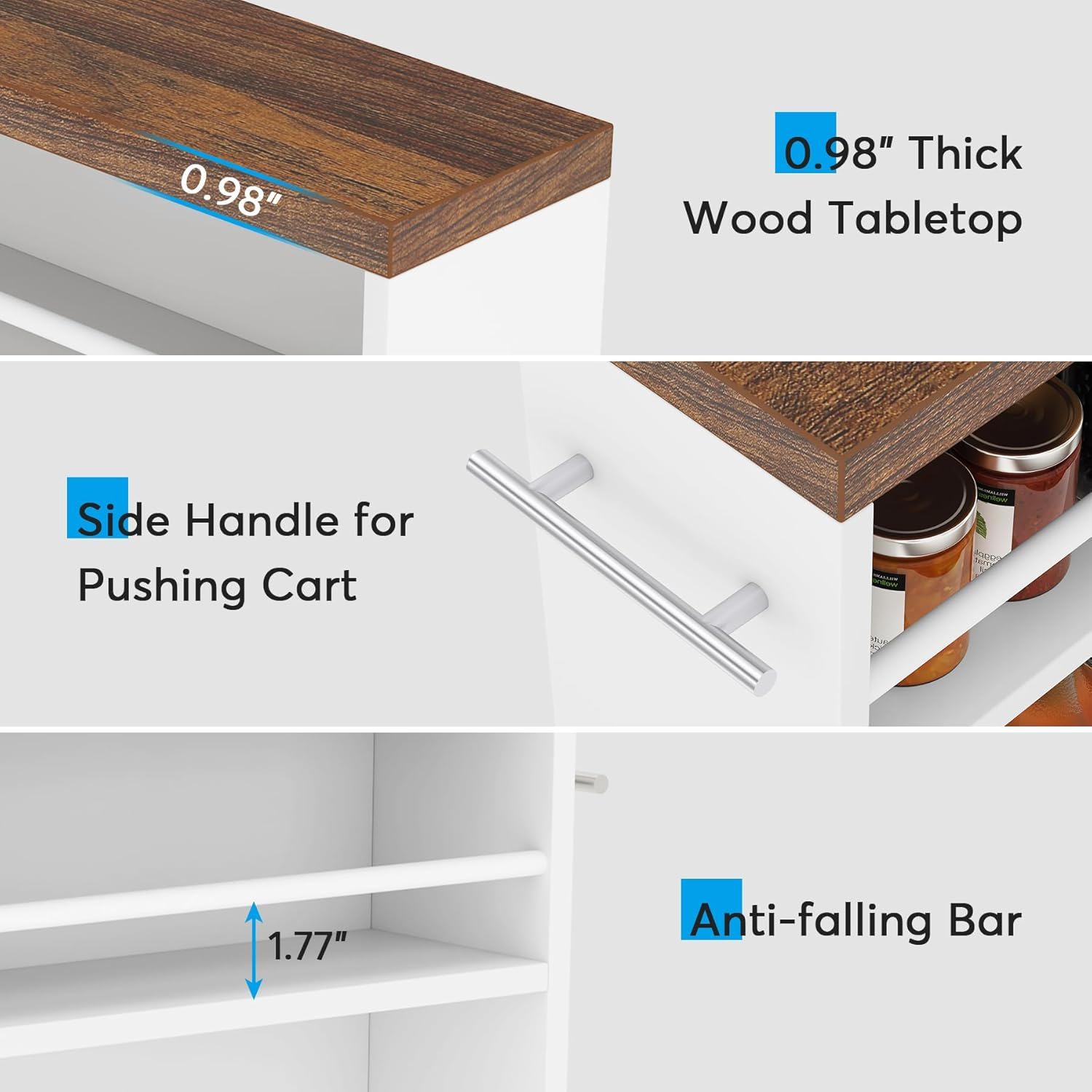 4 Tier Narrow Rolling Kitchen Slim Storage Cart