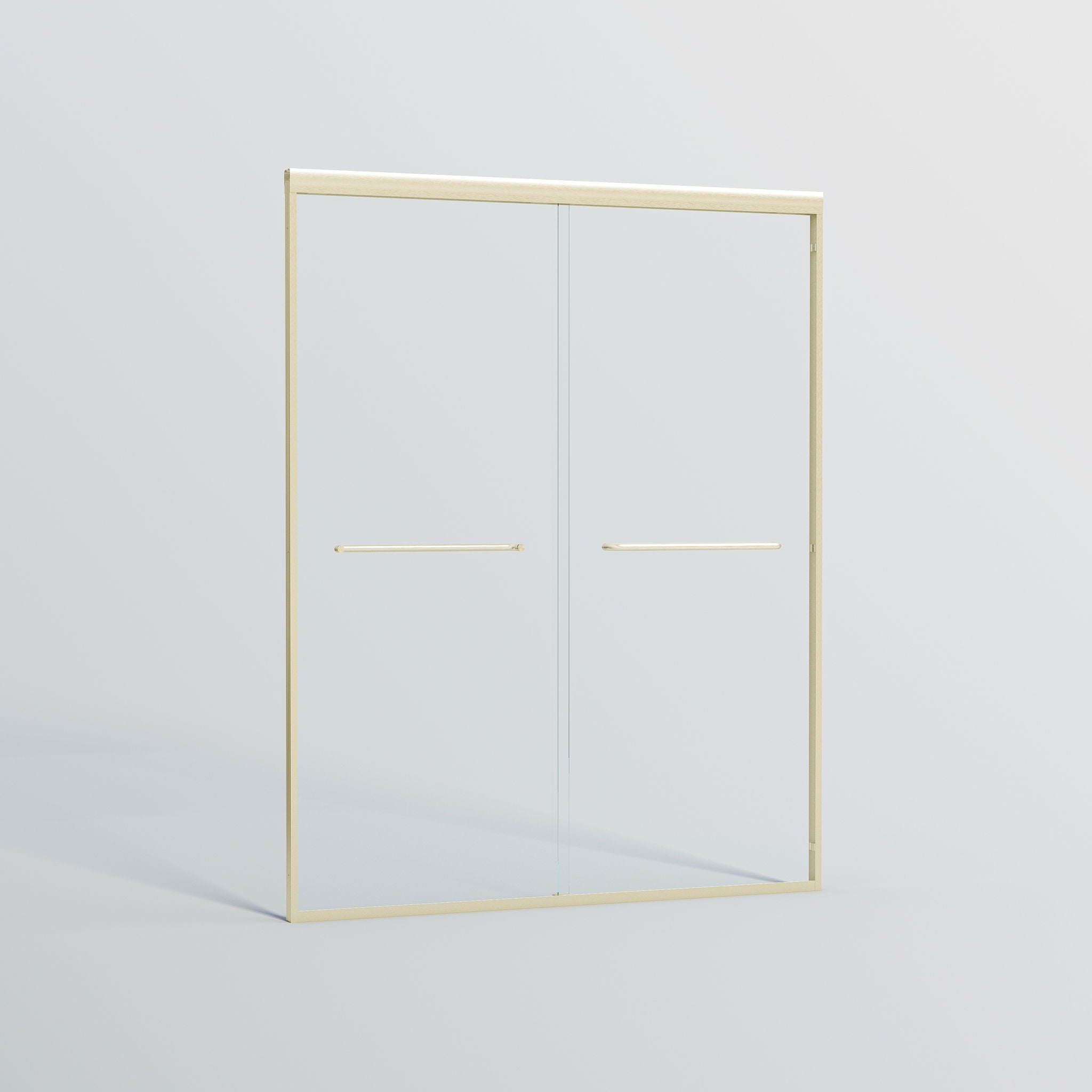 Double Sliding Shower Door, Semi-Frameless Bypass Bathroom Sliding Door With 1/4" (6 Mm) Tempered Glass For Walk-In Shower