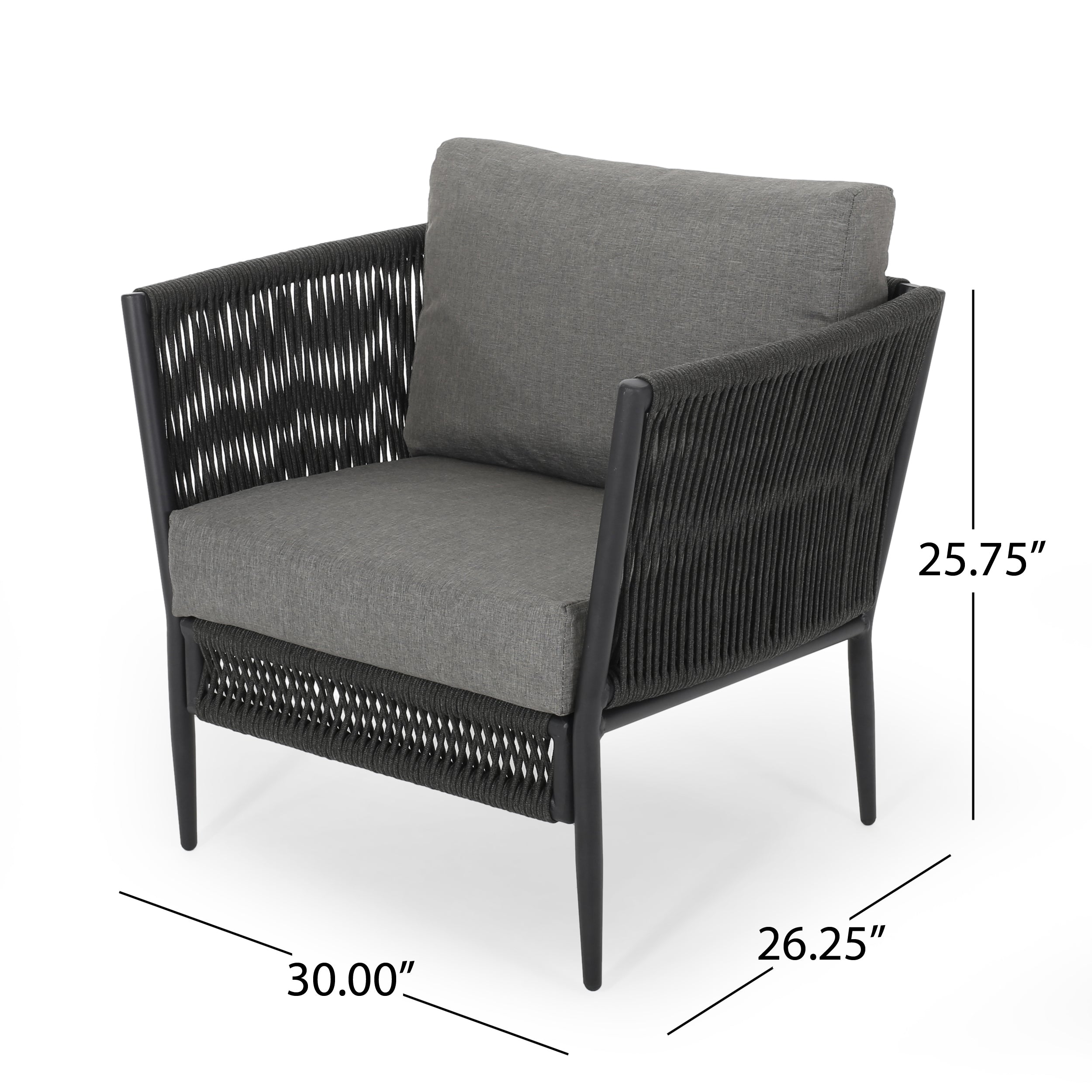 Hanford Modern Club Chair with Woven Rope Design in Grey