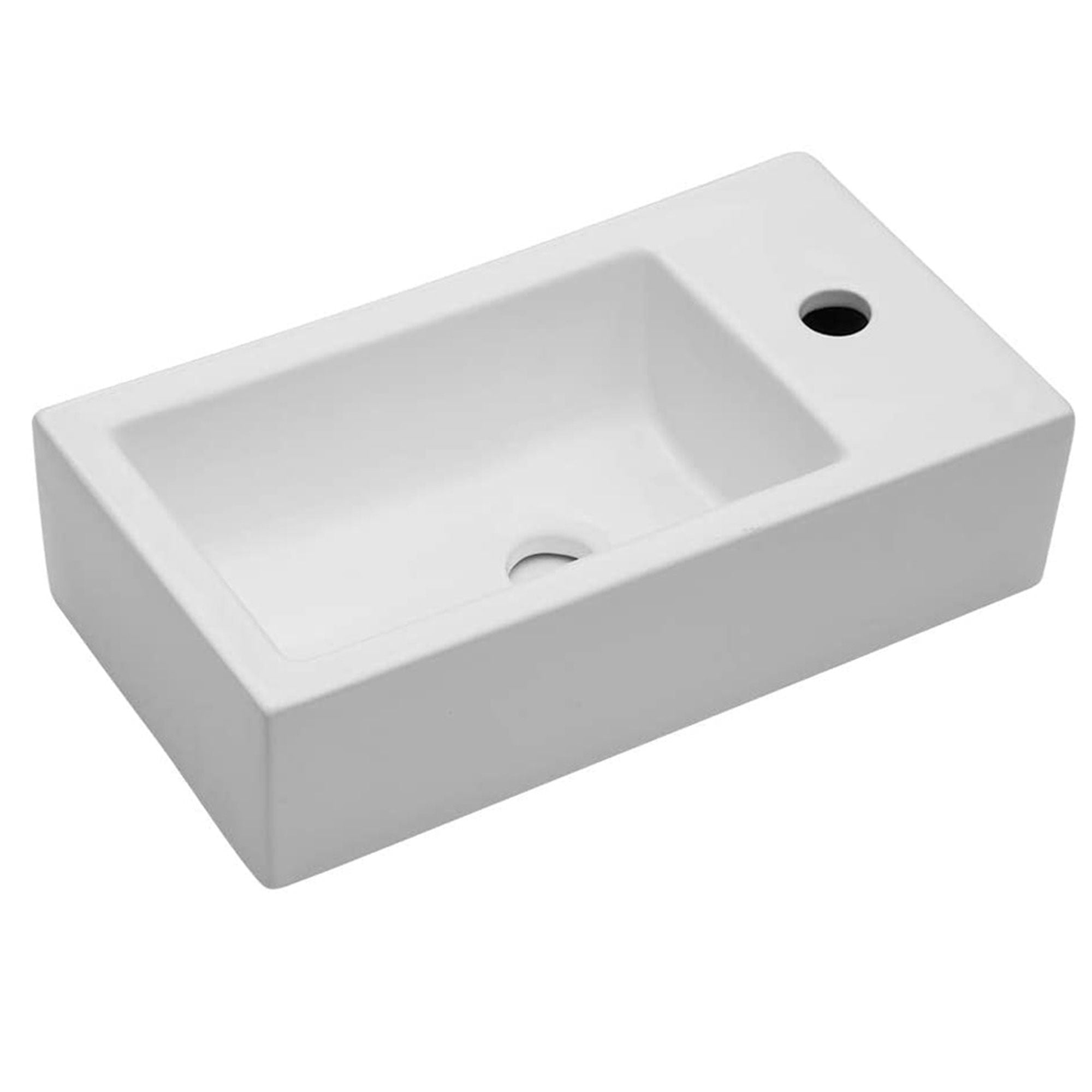 Modern Ceramic Rectangle Wall Mount Bathroom Sink With Single Faucet Hole
