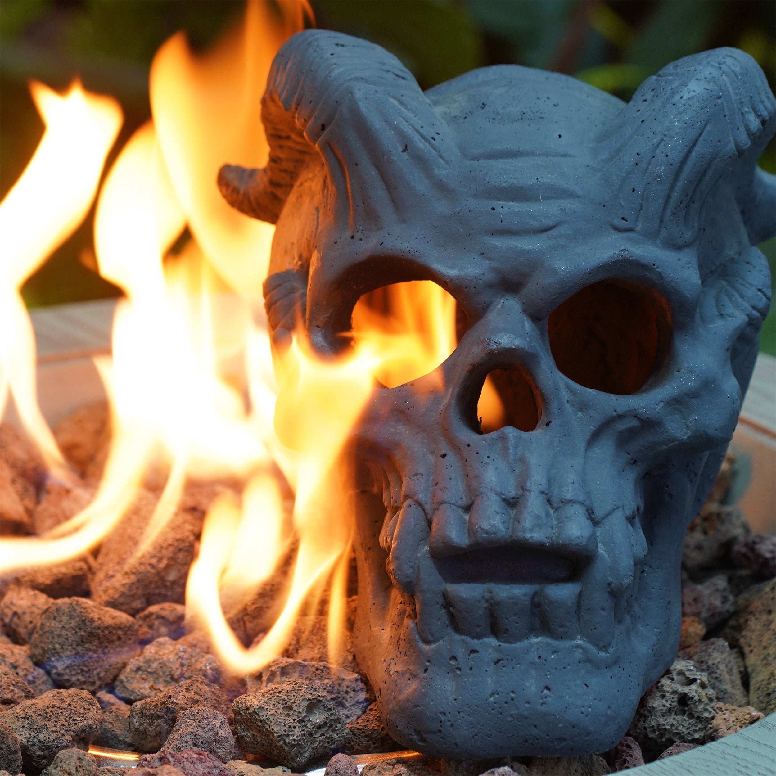 Hand-Forged Flame Skull for Fire Pits and Hearths