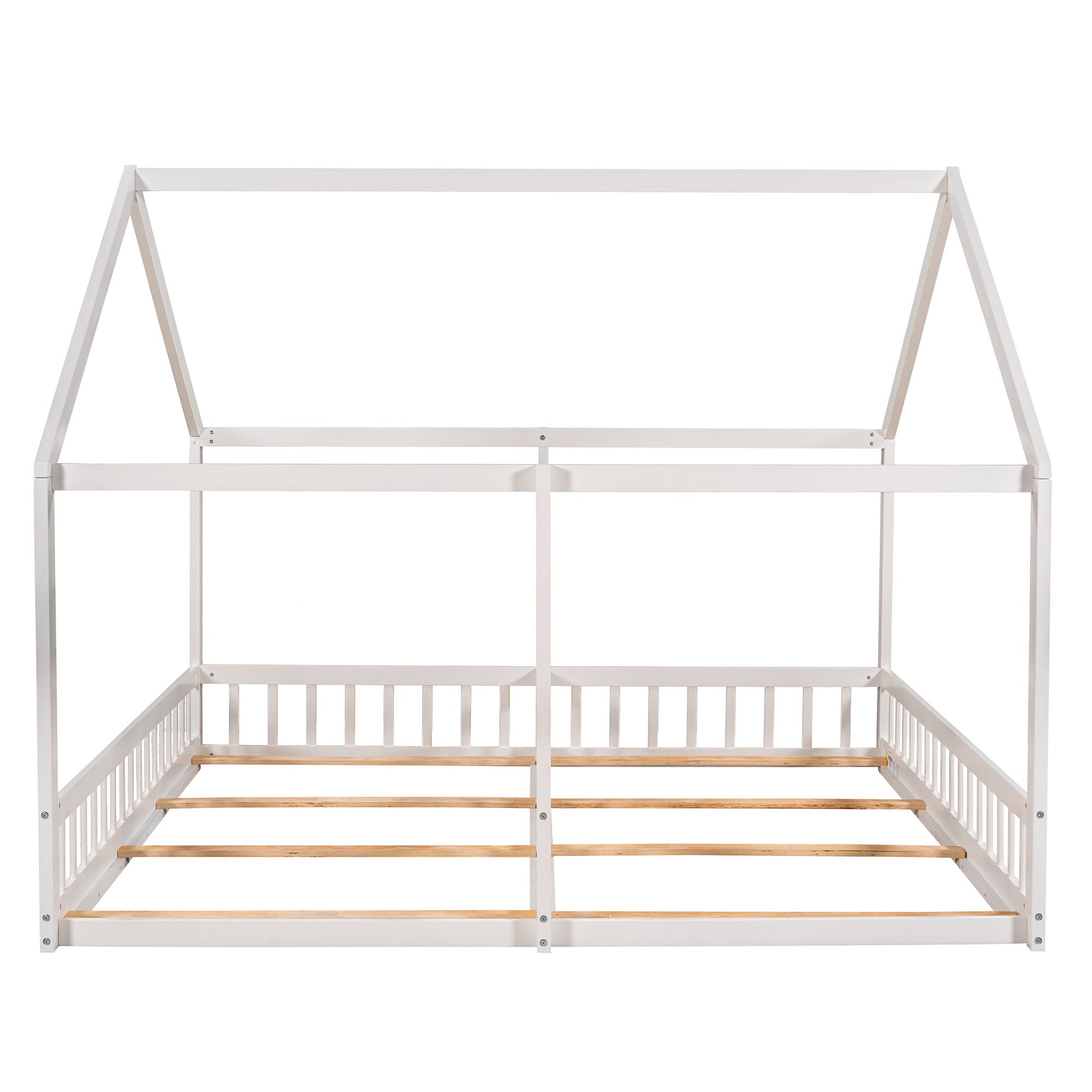 House Platform Beds, 2 Shared Beds, Metal Frame With Guardrails