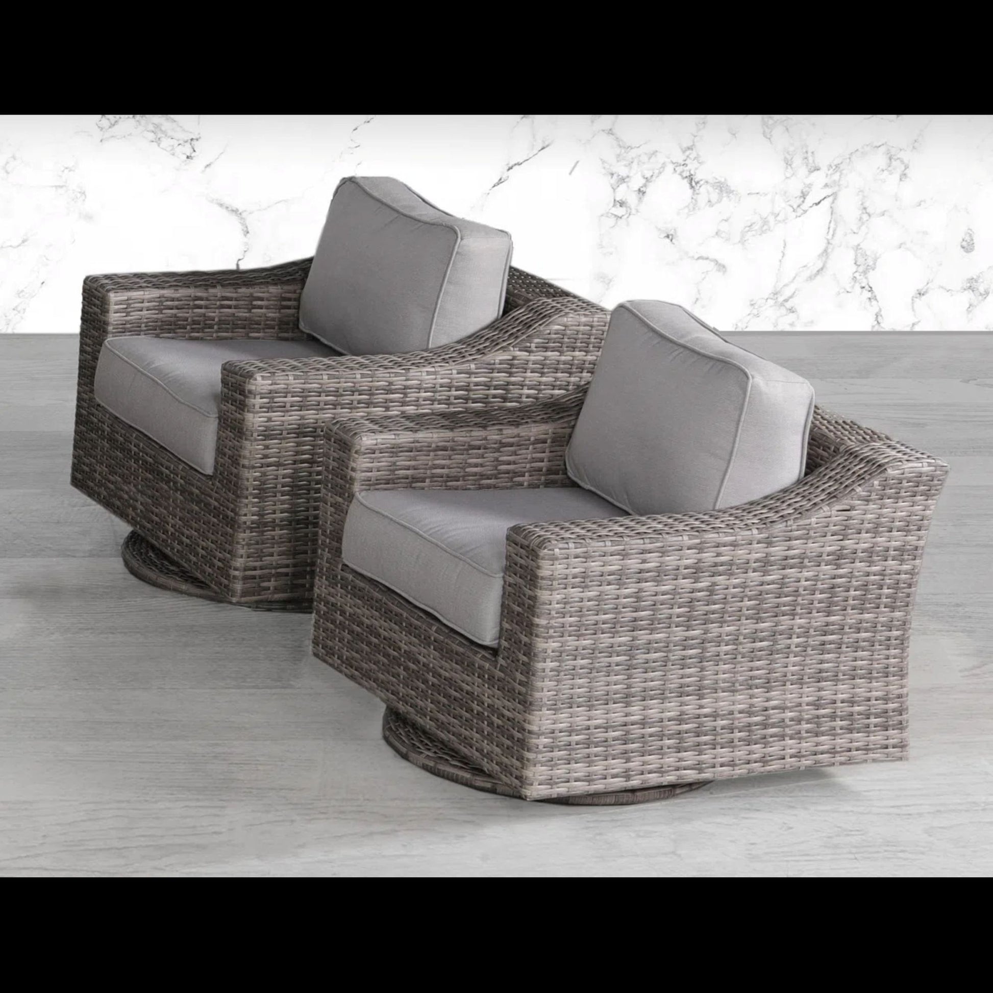 Elegant Swivel Patio Chair With Luxurious Cushions Perfect For Outdoor Relaxation (Set of 2) - Gray Mix - Best Buy Furniture