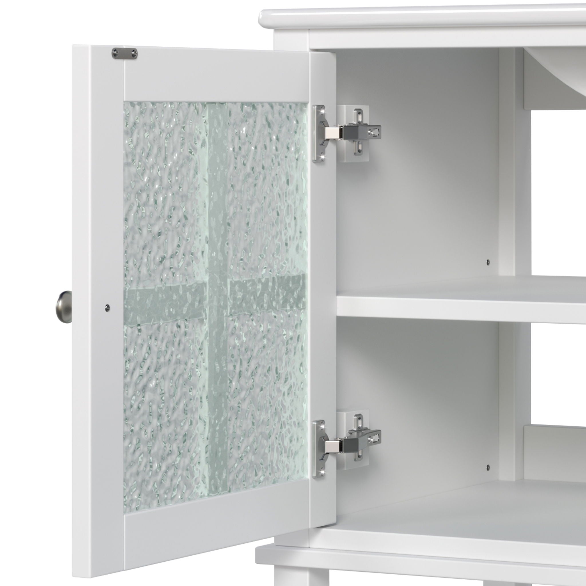 Bathroom Vanity With Ceramic Sink, Adjustable & Open Shelf