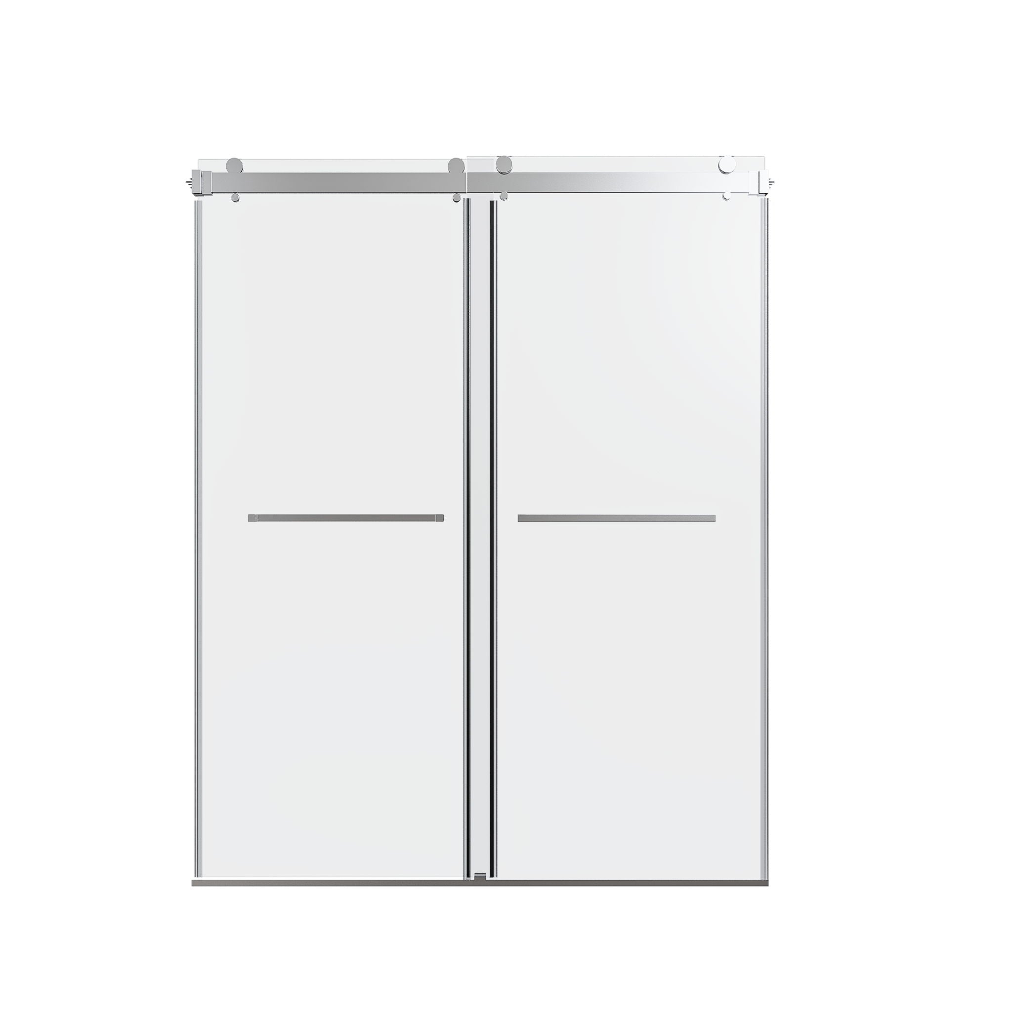 Frameless Double Sliding Shower Door In, Thick Tempered Glass, Reversible Installation