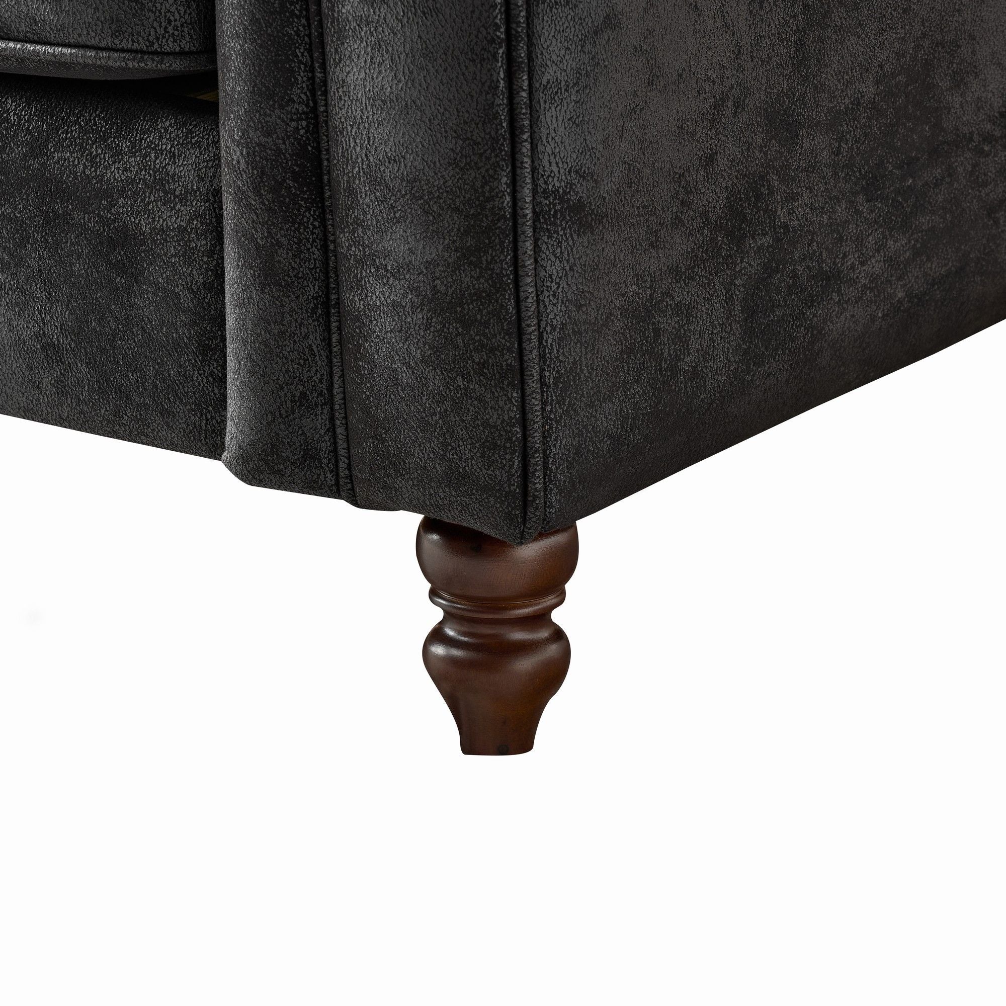 Chesterfield Loveseat, High Tech Fabric Roll Armrest