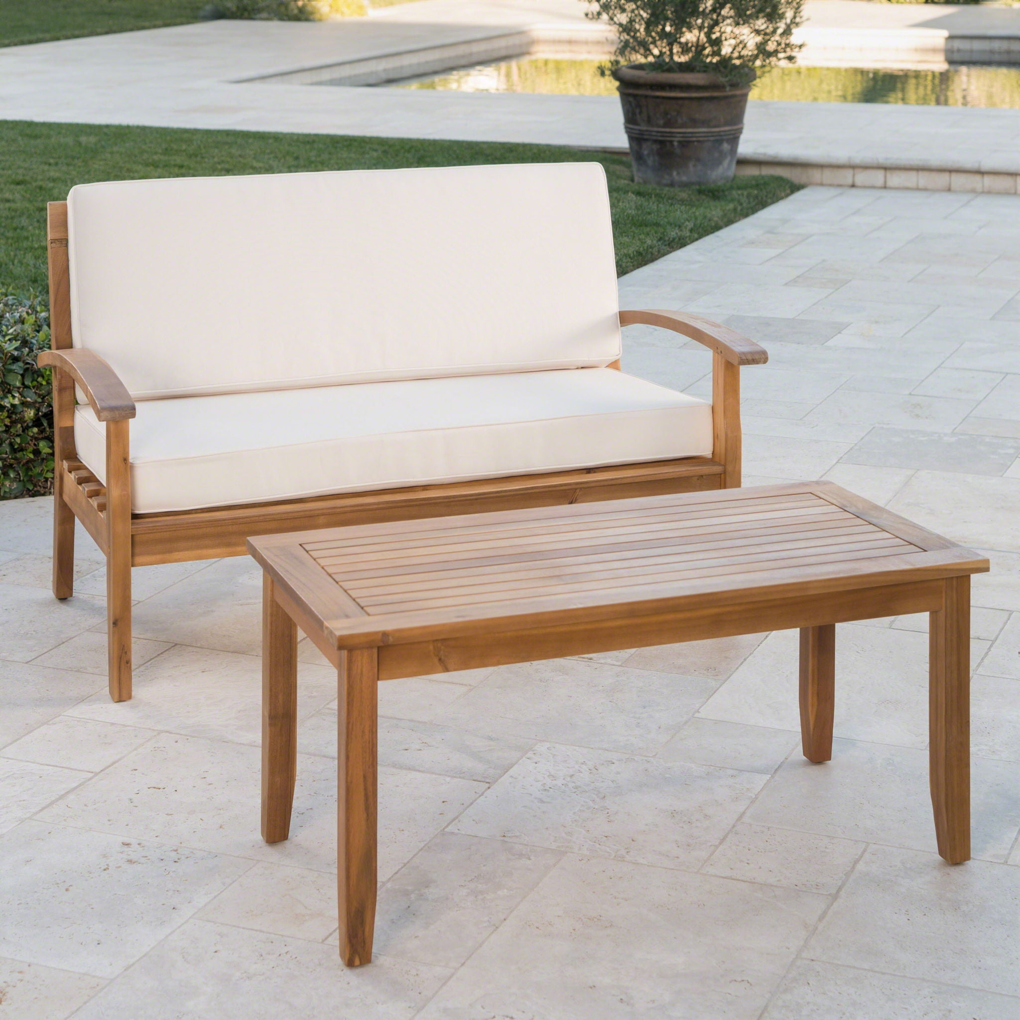 Outdoor Chat Set With Coffee Table And Loveseat