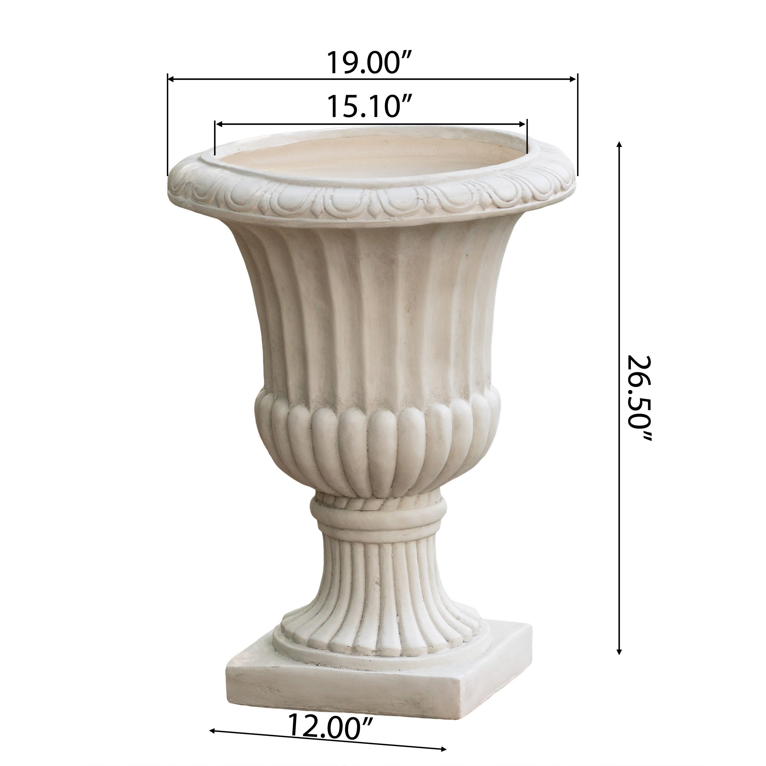 26.5' H Classic Antique White Italian MGO Urn Planter