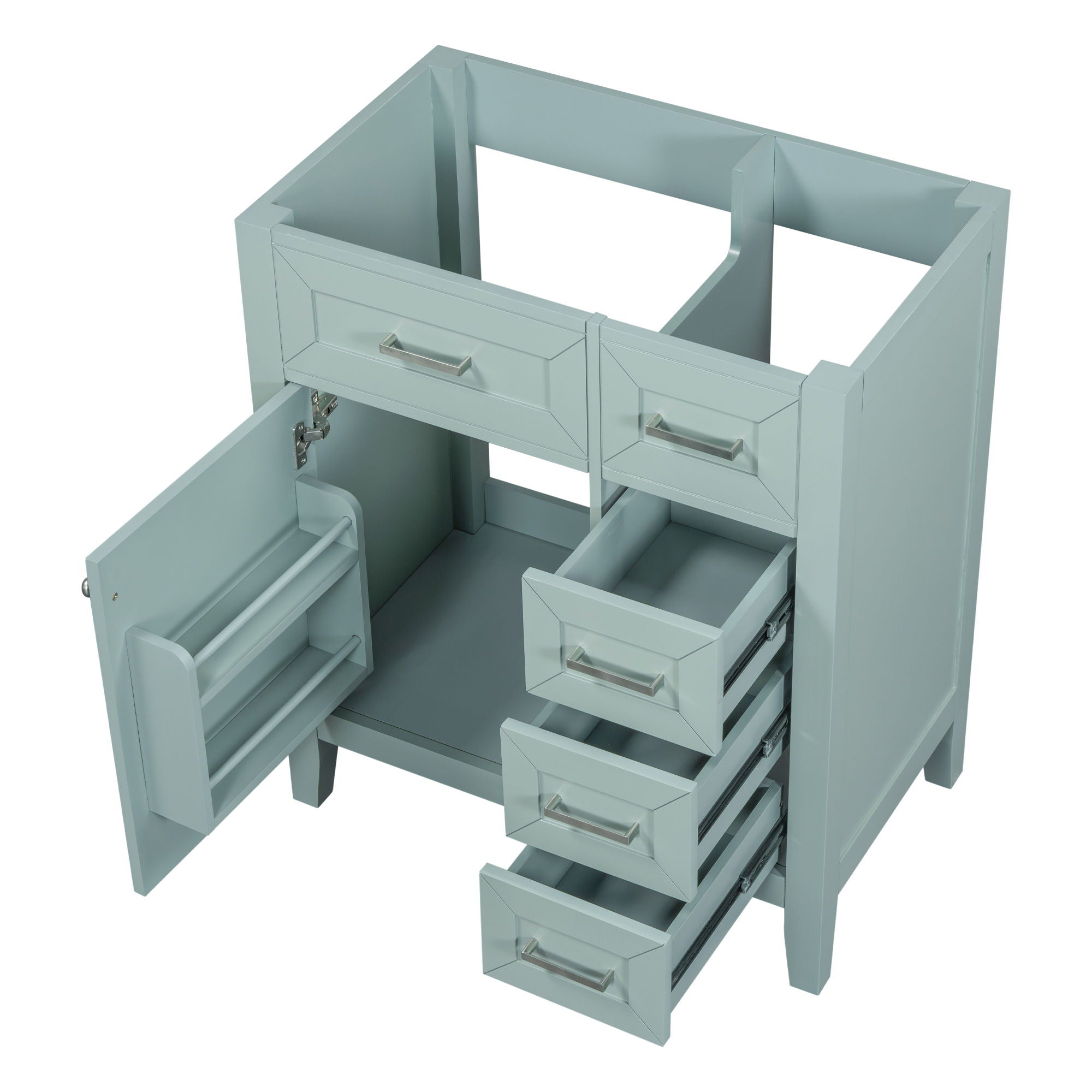 30" Bathroom Vanity Without Sink, Cabinet Base Only, Bathroom Cabinet With Drawers - Green