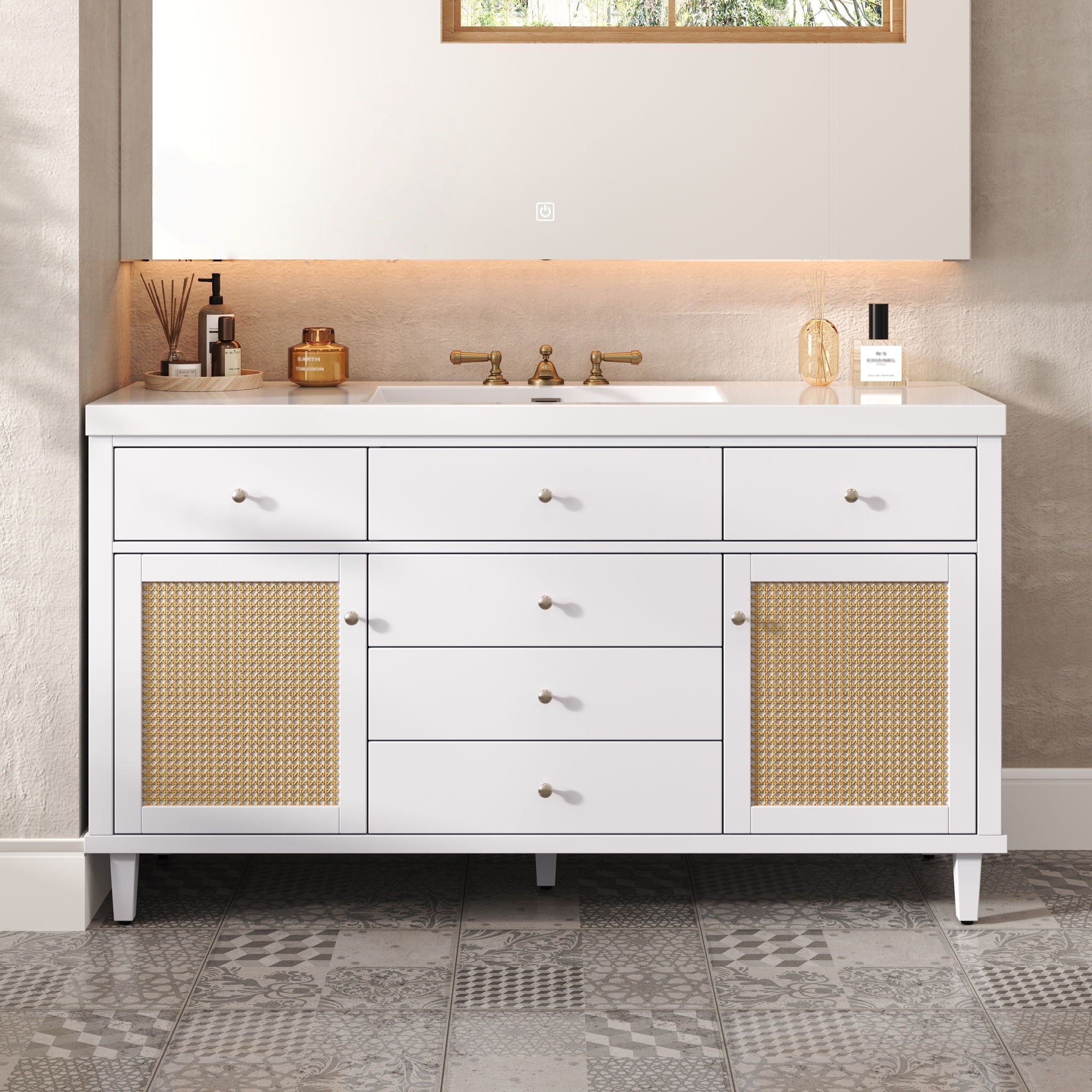 Bathroom Vanity With Sink, 5 Legs, Soft Close Drawers