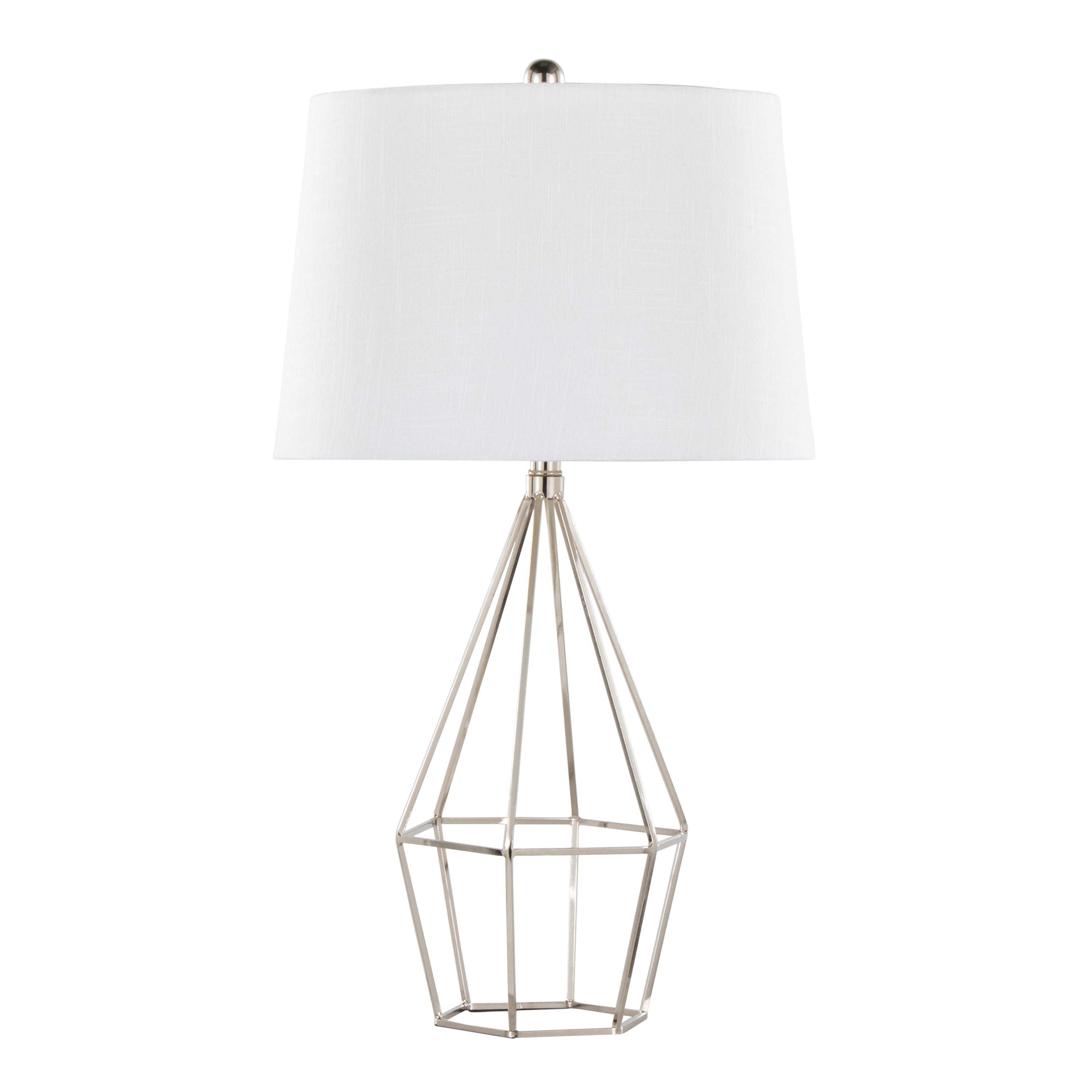 Diana 29" Contemporary Metal Table Lamp Set in Polished Nickel