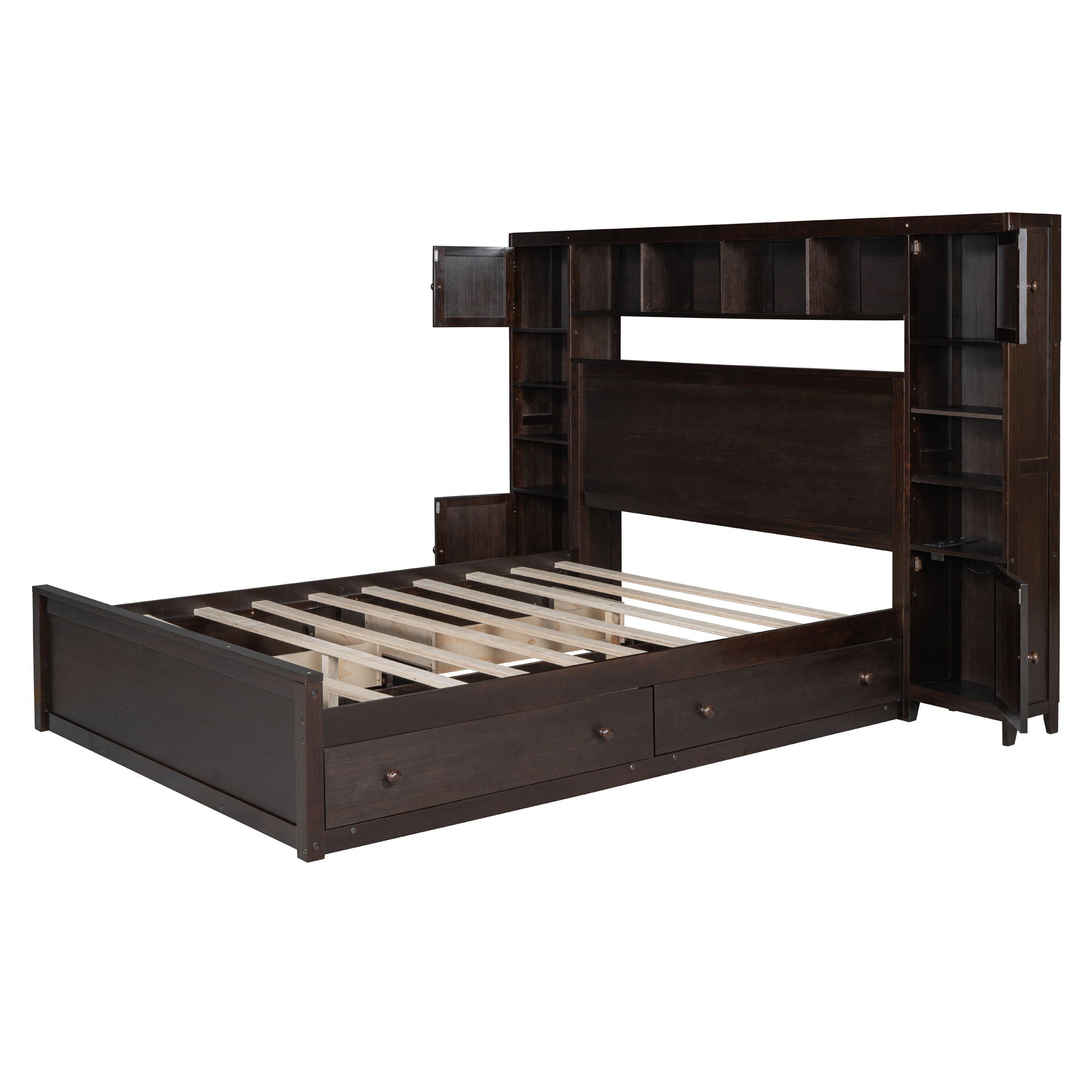 Bed With All In One Cabinet, Shelf And Sockets
