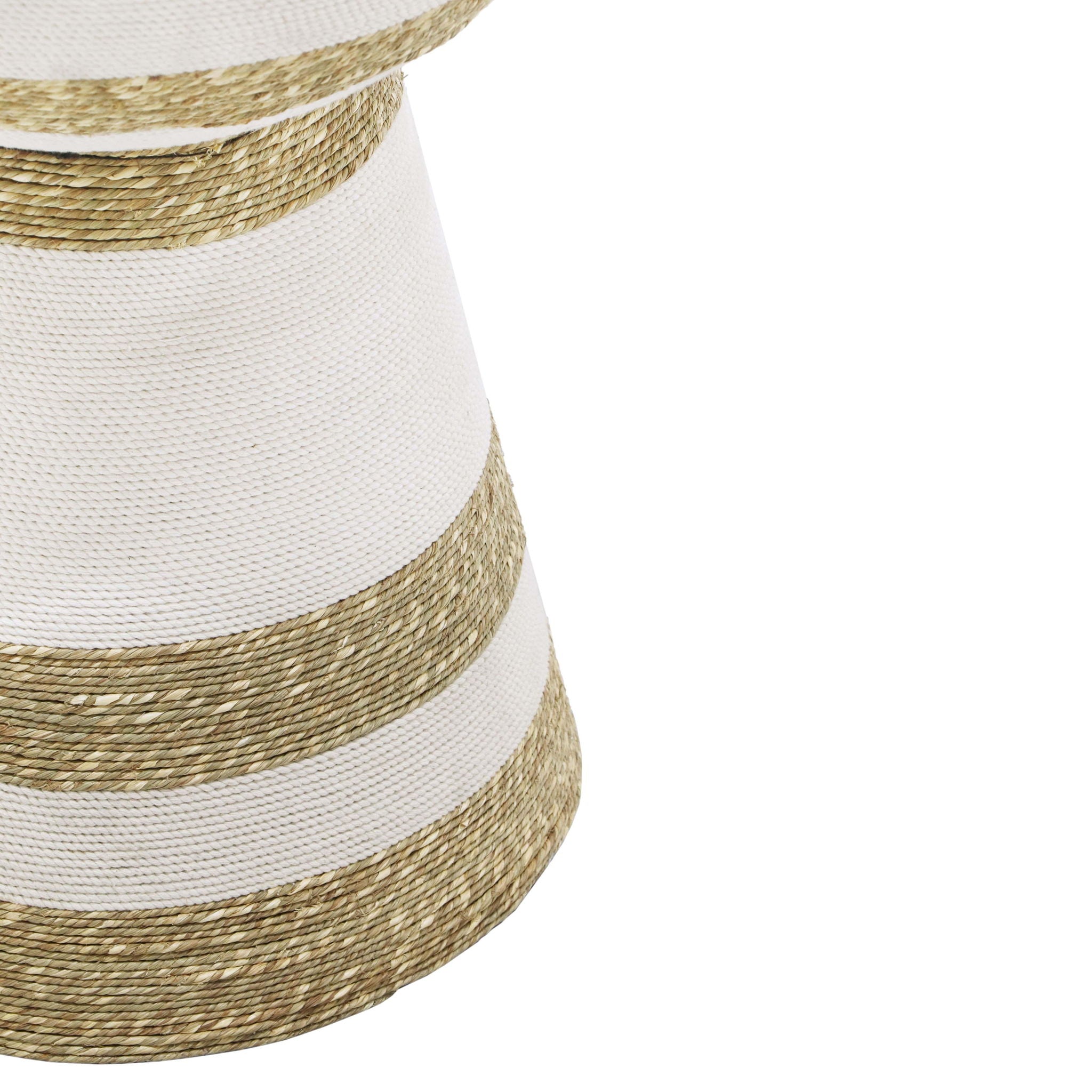 Wren - Striped Side Table - Natural / White