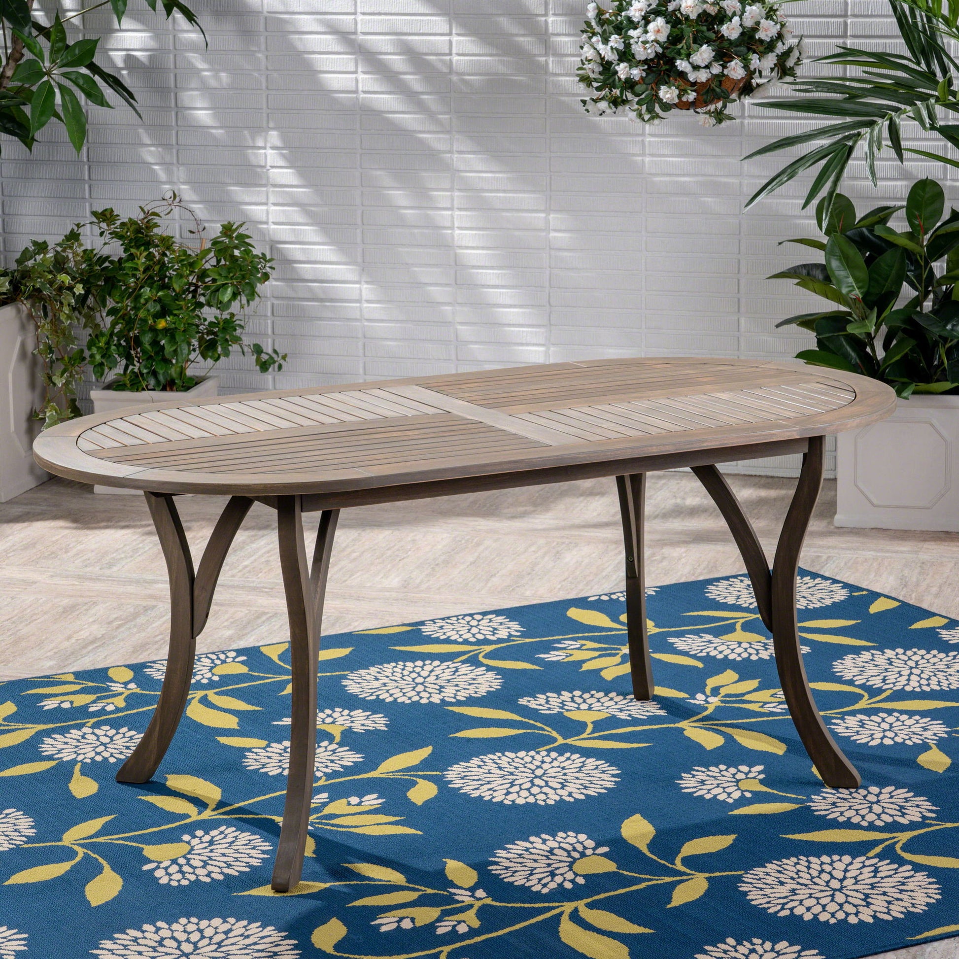 Outdoor Table With Smooth Lines, Slat Top - Best Buy Furniture