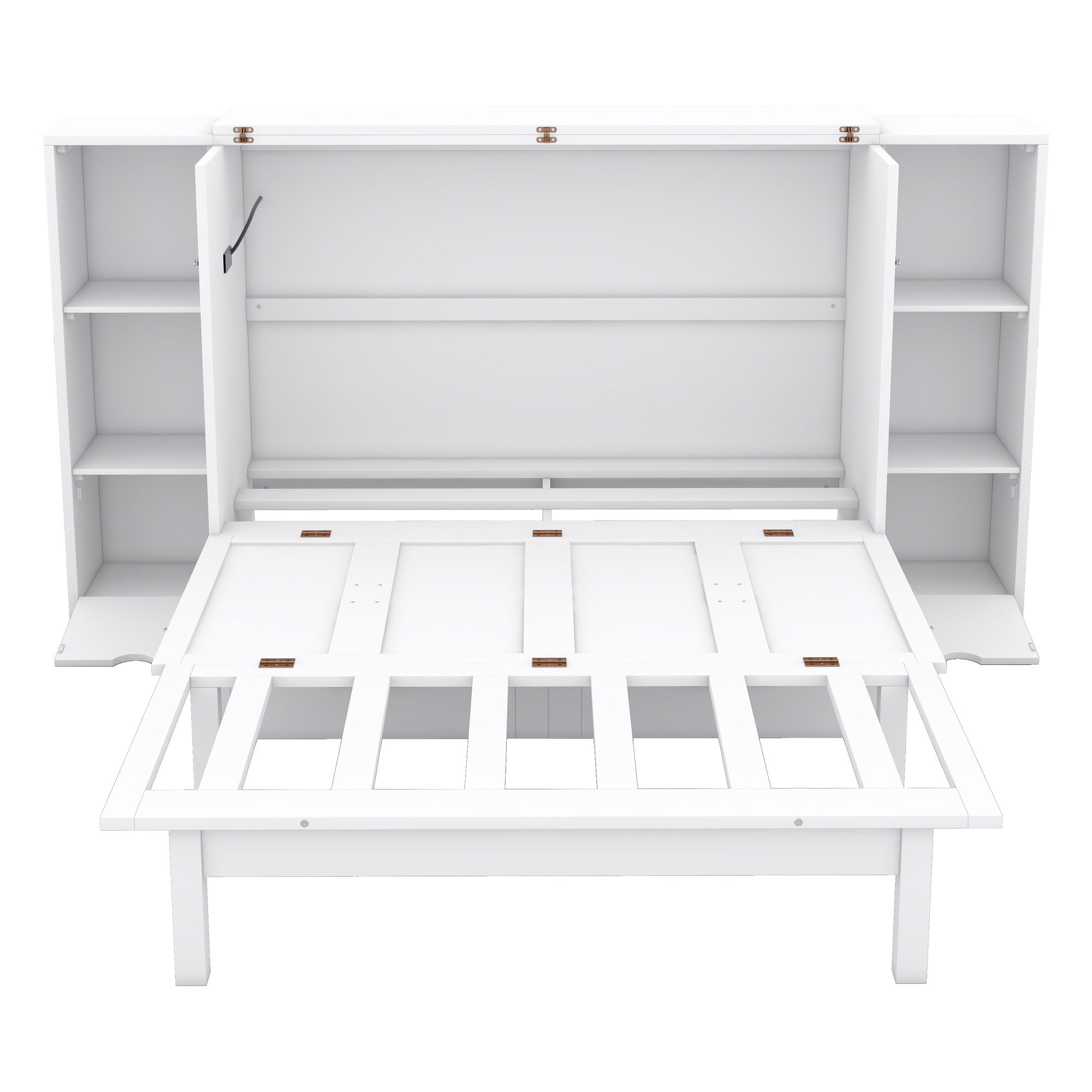 Murphy Bed With Shelves, Drawers And USB Ports