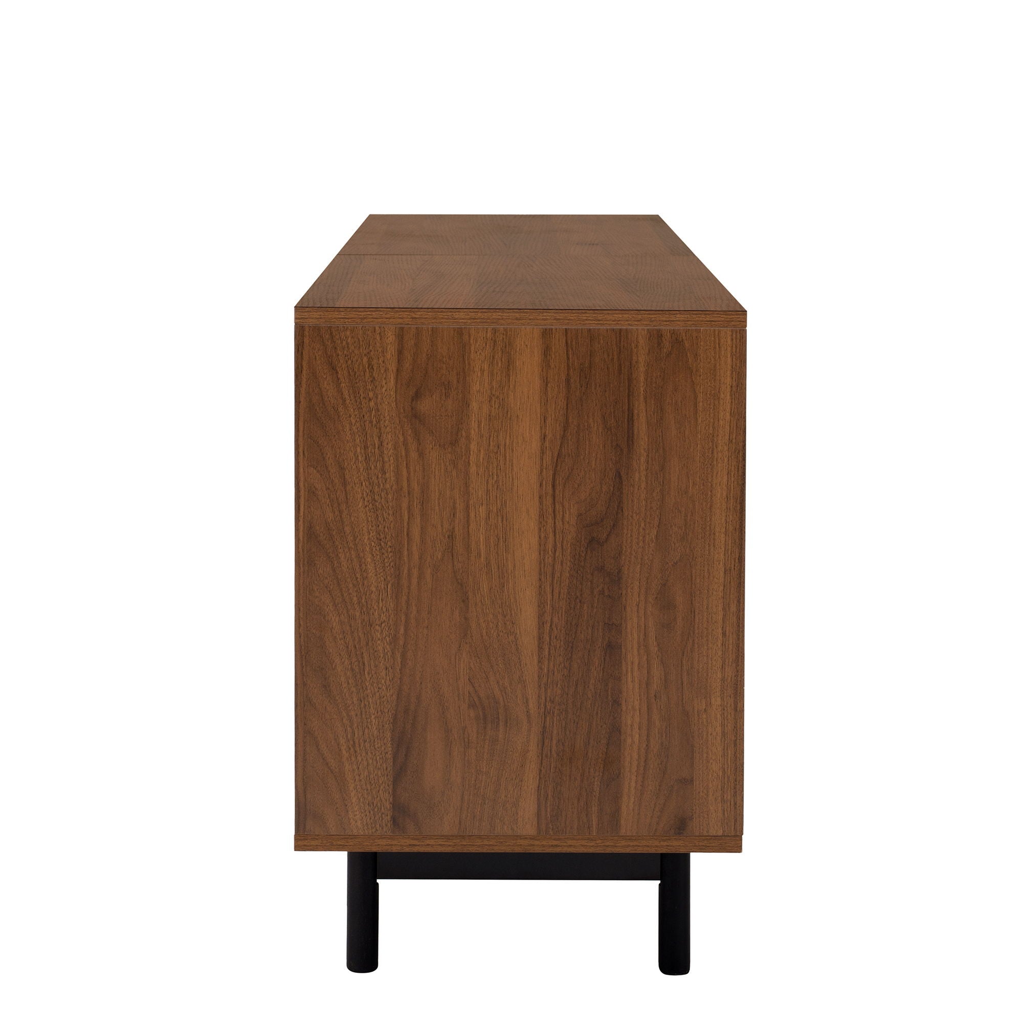 TV Stand For TVs, Entertainment Center With Closed Storage & Cable Management, Soft Closing Hinges - Walnut