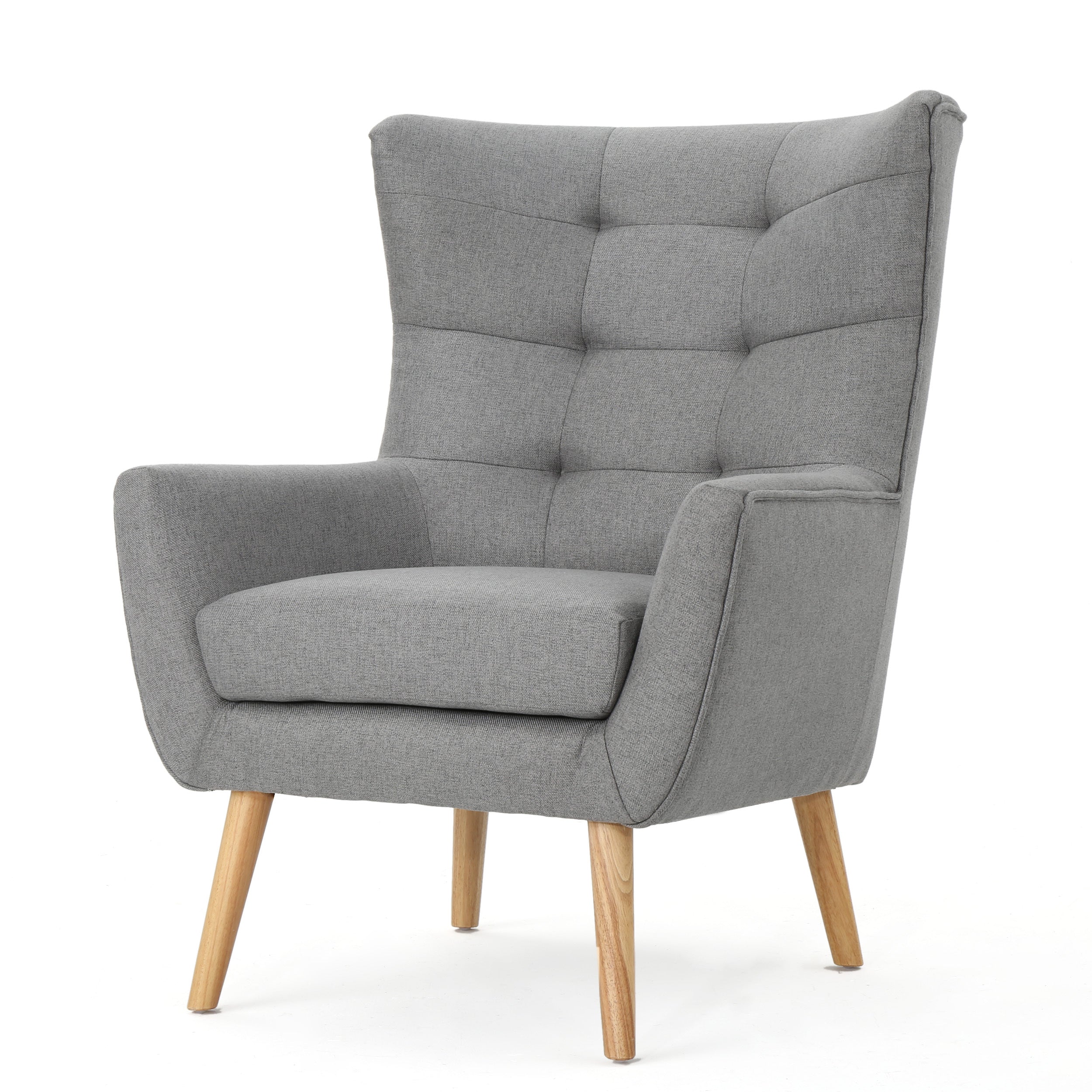 Gray Fabric Club Chair with Rubberwood Legs - Best Buy Furniture