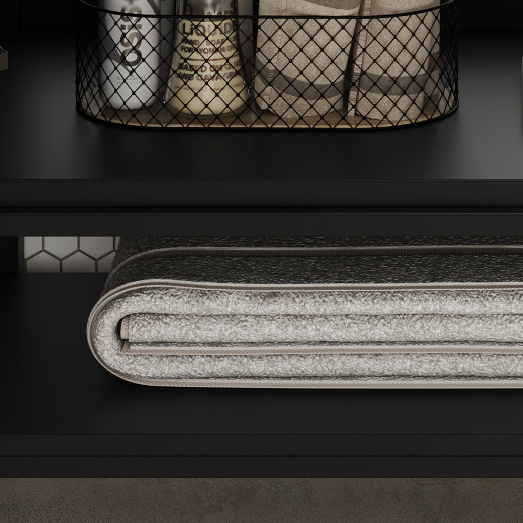 Bathroom Vanity With Ceramic Sink, Adjustable & Open Shelf