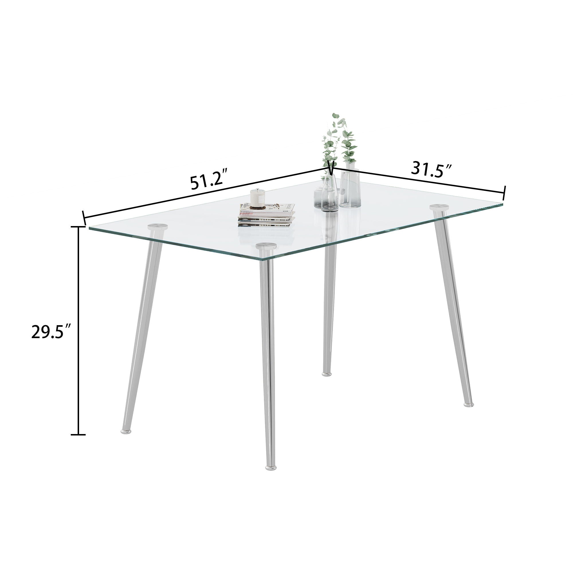 Thick Tempered Glass Top Dining Table & Stainless Steel Legs - Silver - Best Buy Furniture