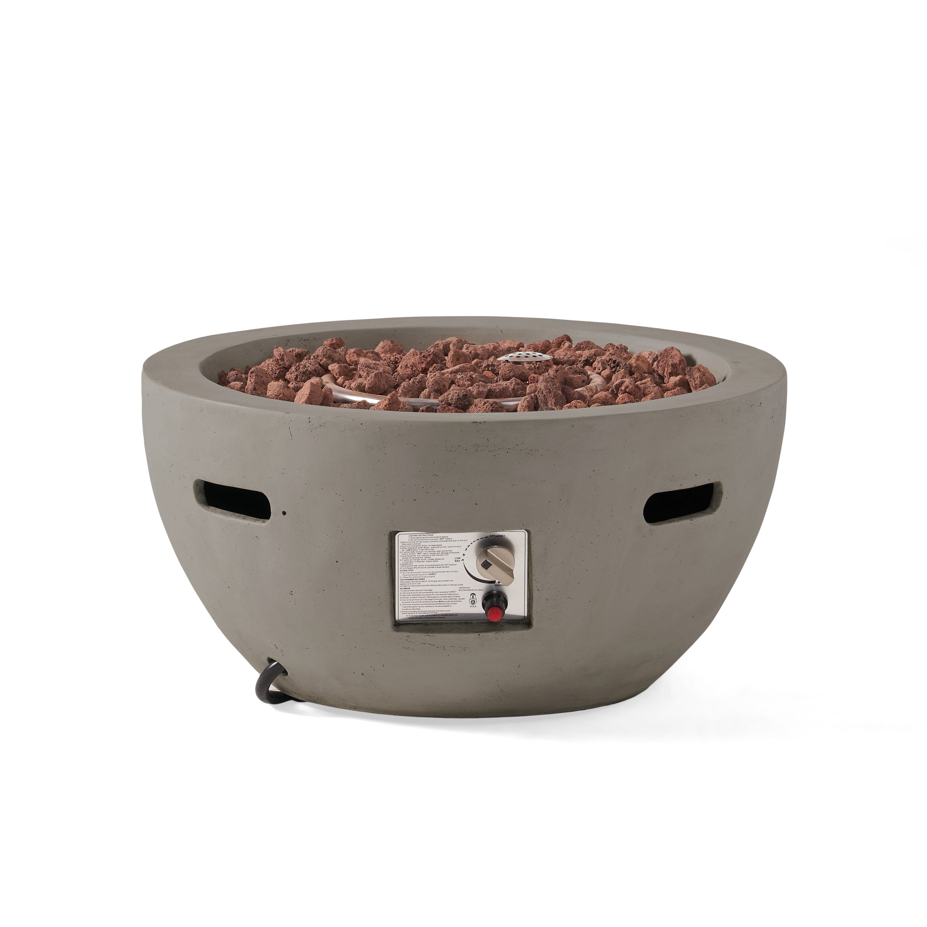 27" Bowl Shaped MGO Propane Fire Pit - Light Grey