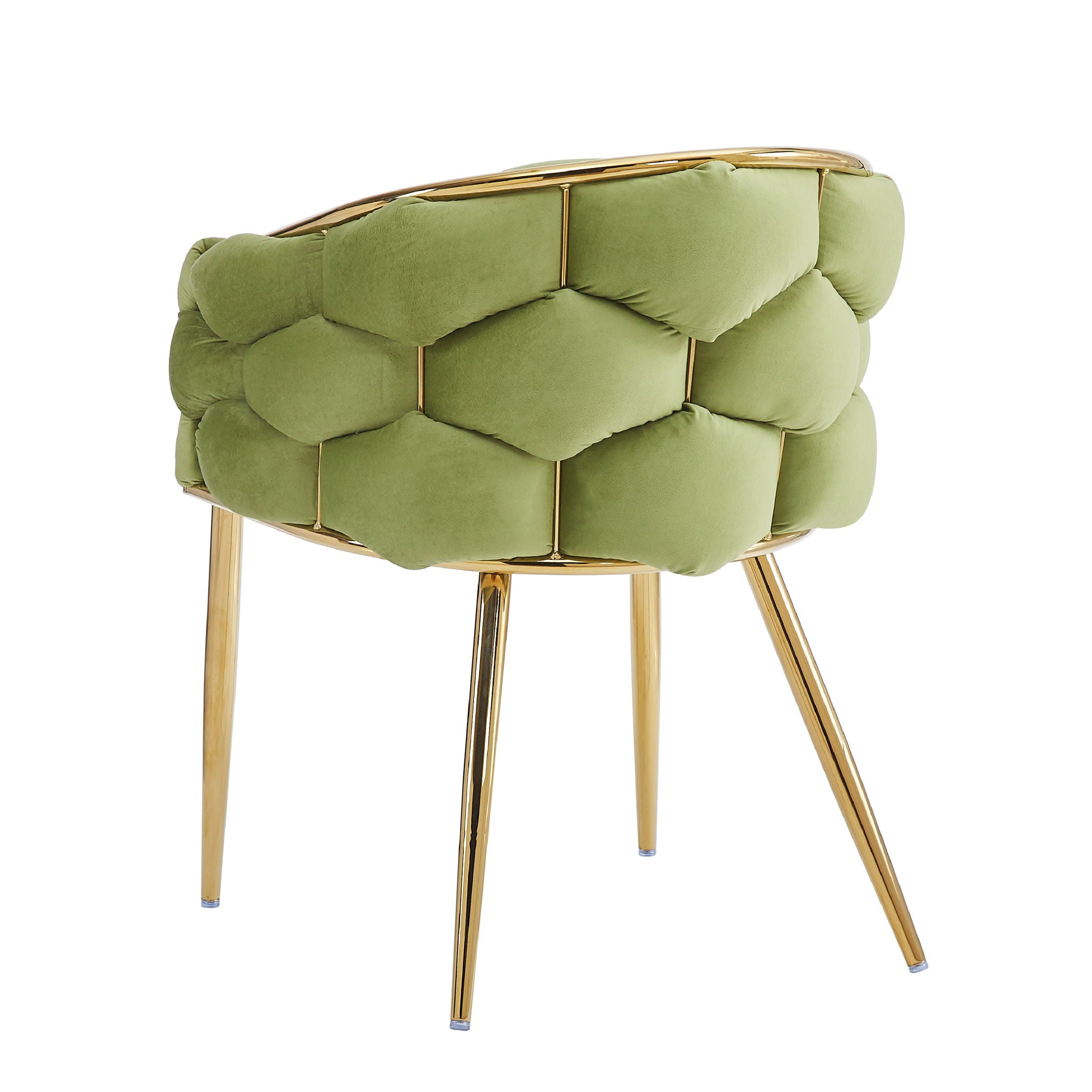 Luxury Handmade Accent Chair (Set of 2) With Gold Legs, Modern Green Velvet Armchair For Living Room And Bedroom - Green