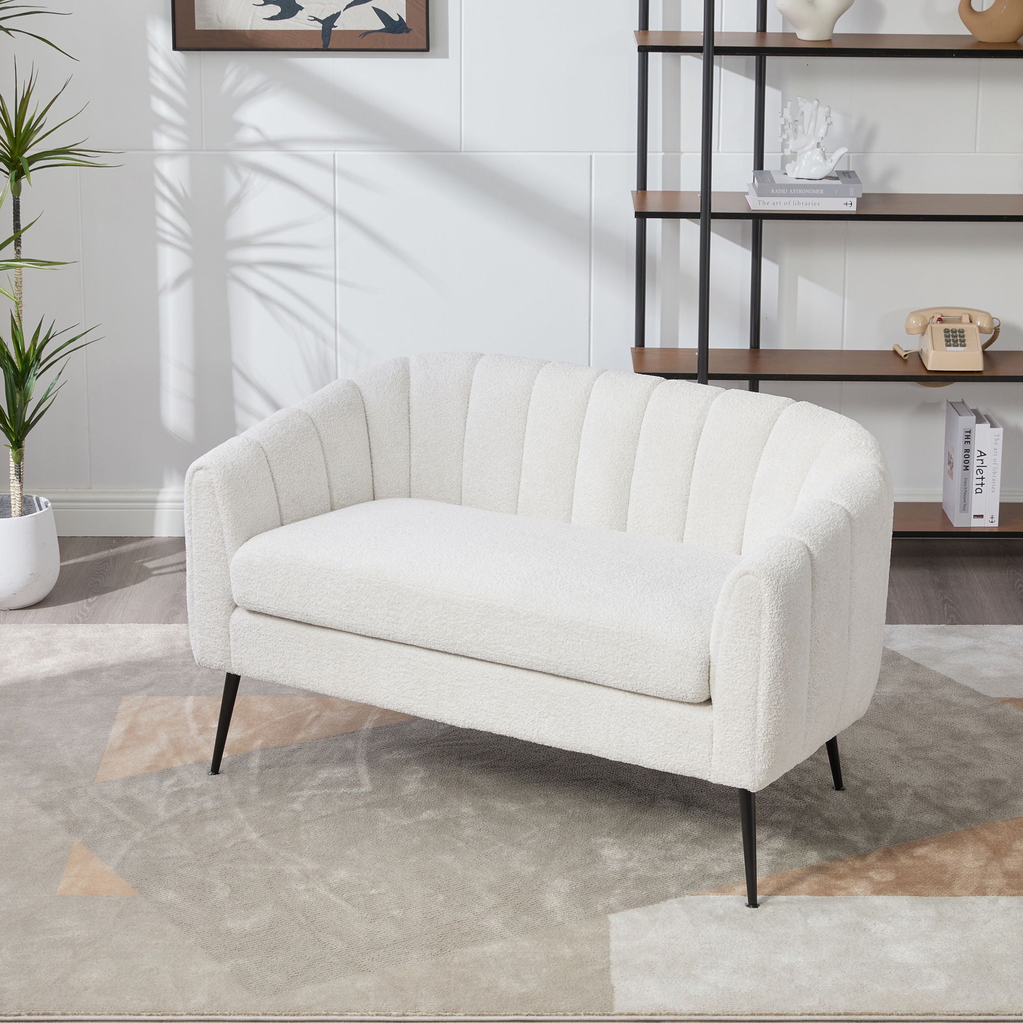 Glam Mini Loveseat, Accent Couch - Ivory