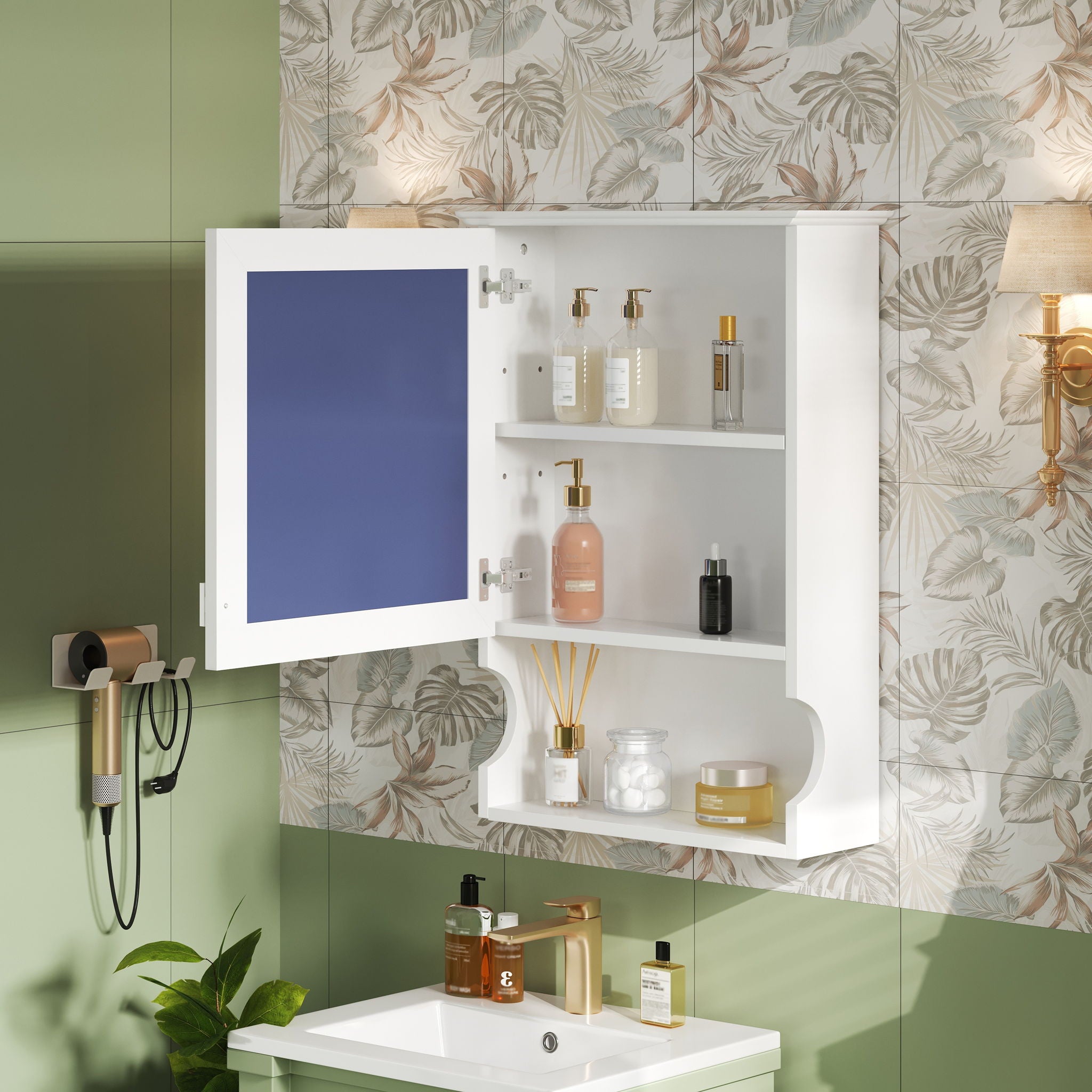 Wall Mounted Bathroom Storage Cabinet With Mirror, Soft Closing Hinges