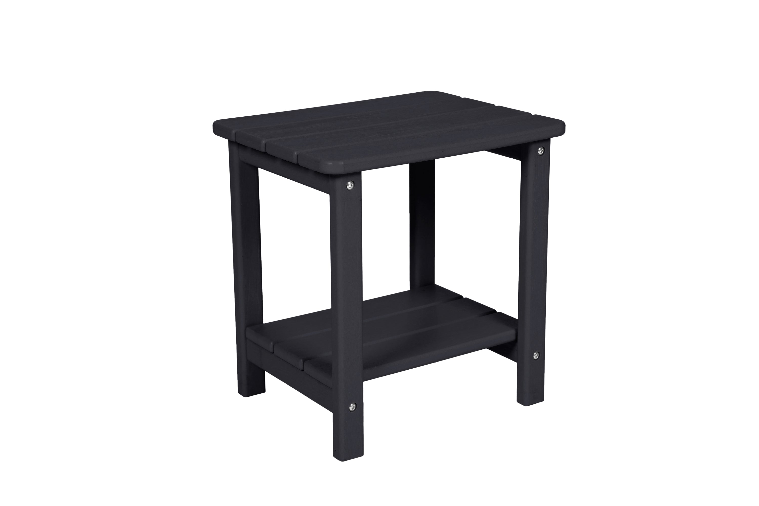 Folding Adirondack Chair with Side Table, 3-Piece Adirondack Chair Set with Wood Texture, Black(includes 2 Chairs and 1 Table)