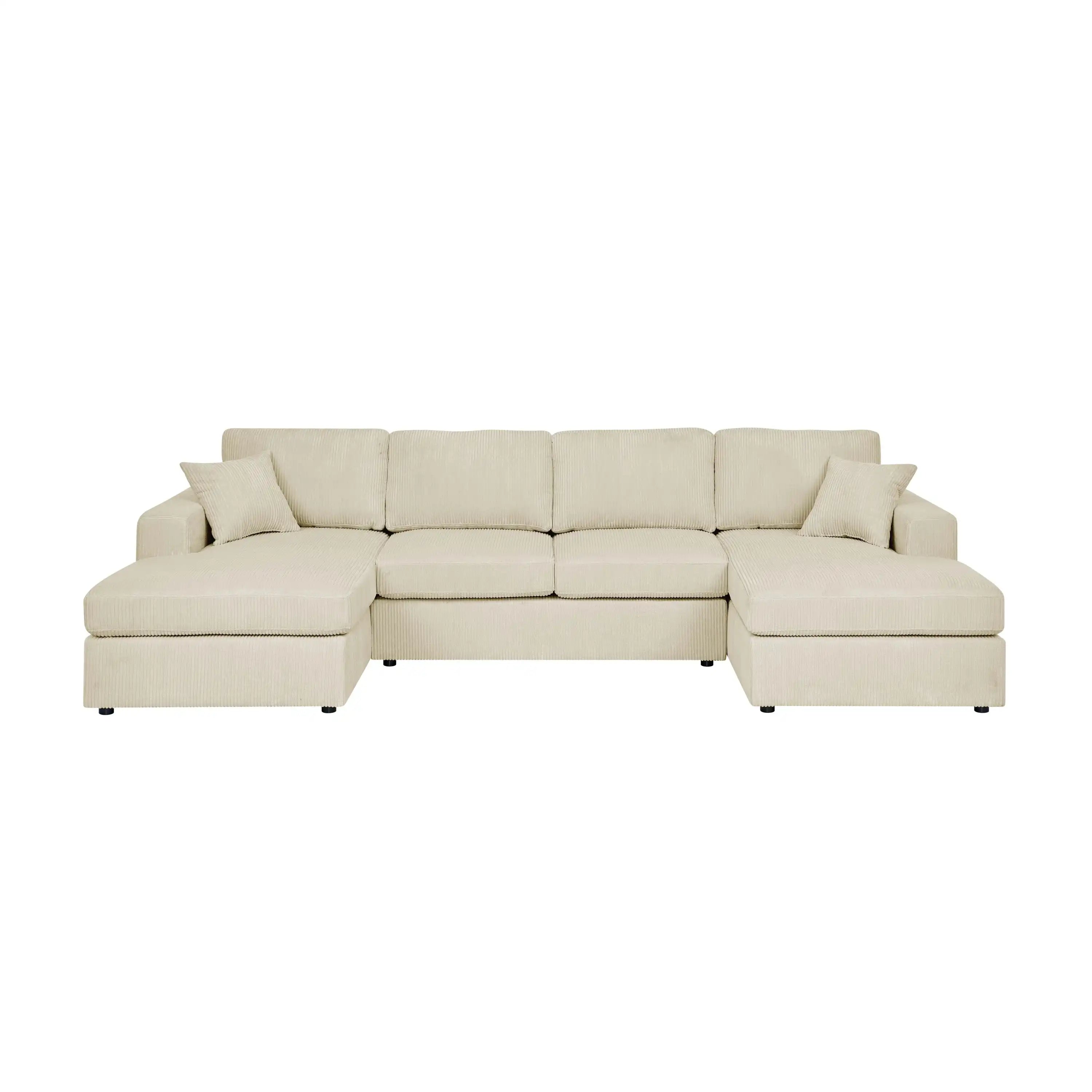 Amura 3 - Piece Corduroy Double-Chaise Sectional Cream