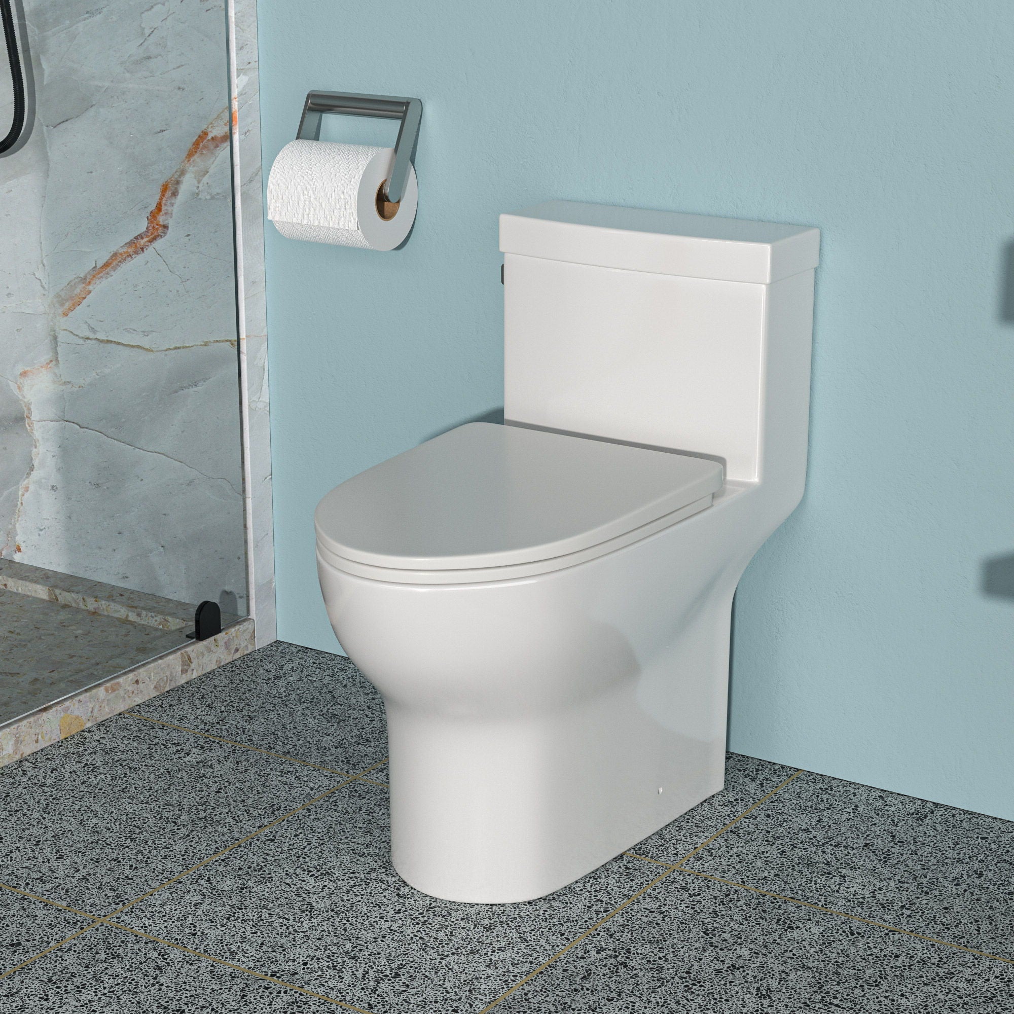 1 Piece Toilet, Soft Closing Seat - White