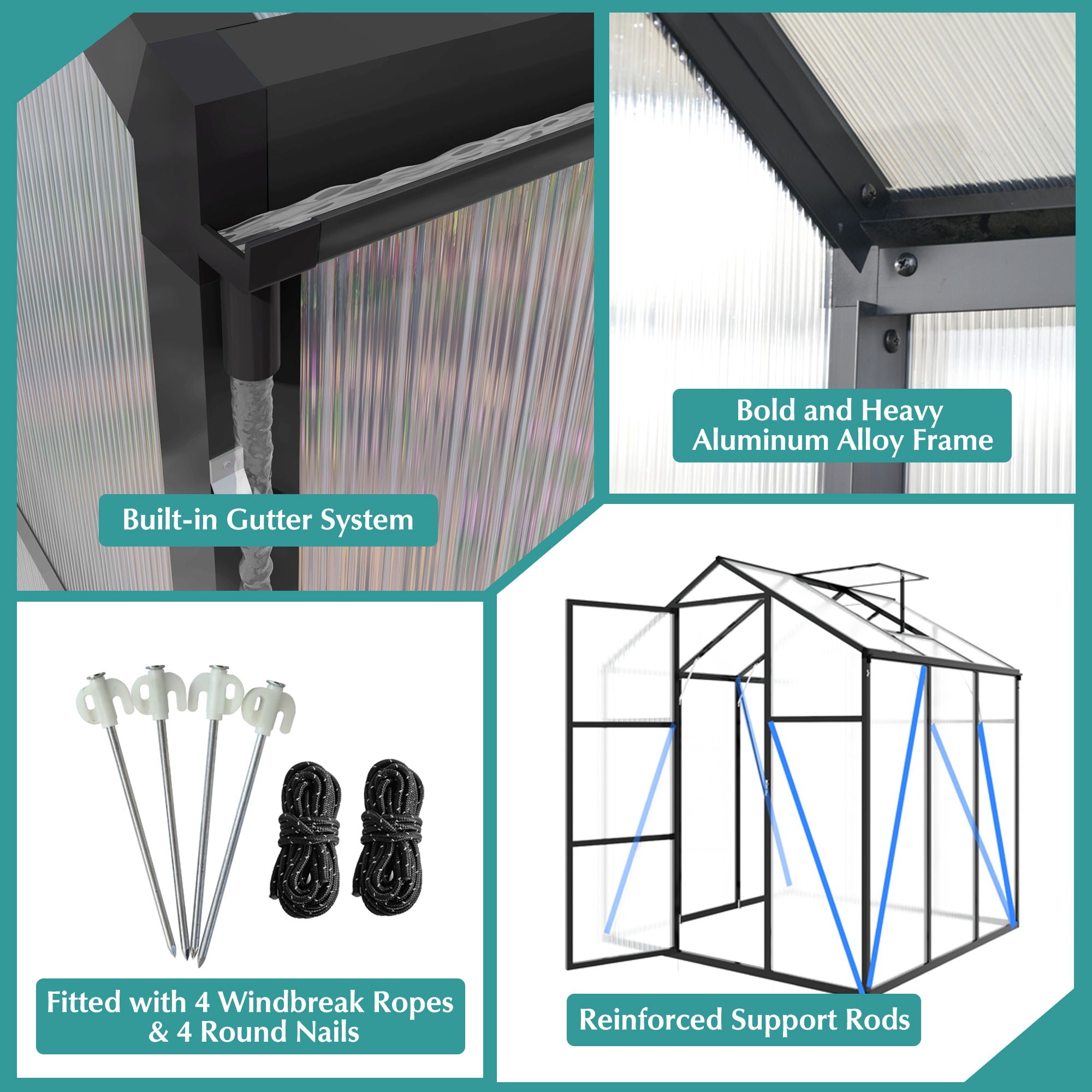 Gain Height Windproof Greenhouse With Raised Base