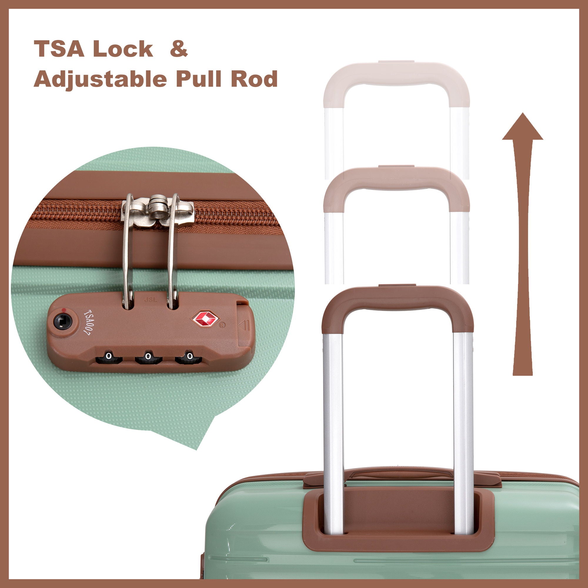 5 Piece Set Hardshell Carry On Luggage Set With Tsa Lock