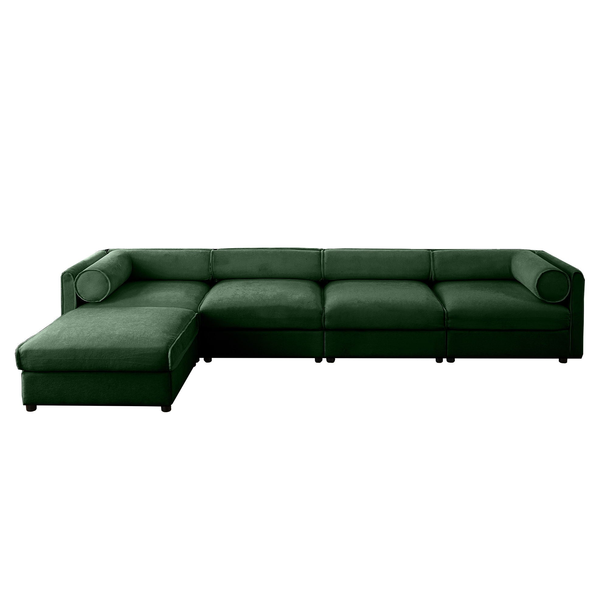 Contemporary Elegant White Chenille Sofa With Storage And Ottoman