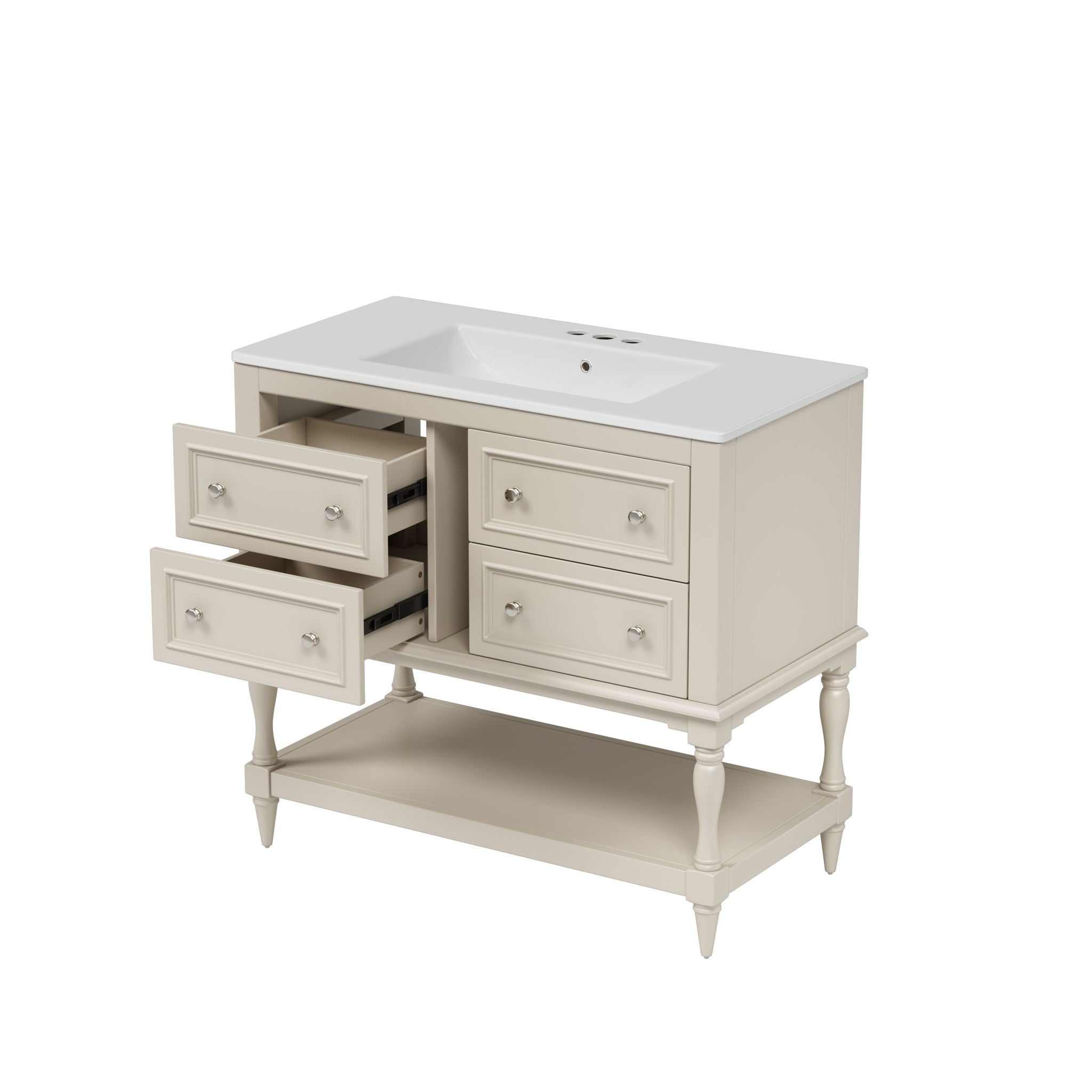 Bathroom Vanity Cabinet With Undermount Sink, 4 Drawer Set