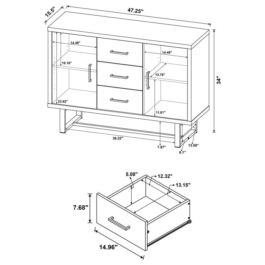 Abelardo - 3-Drawer Engineered Wood Cabinet - Weathered Oak