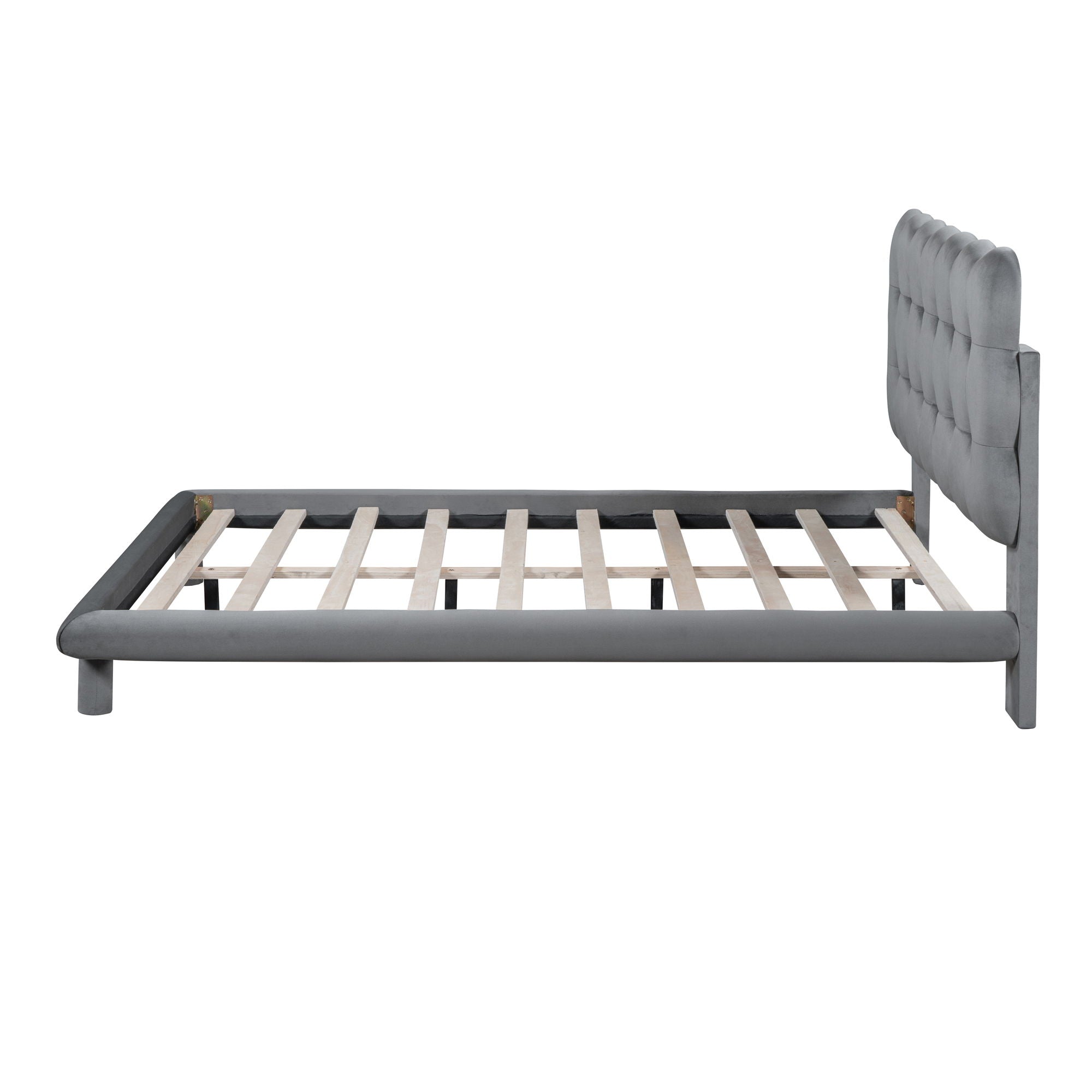 Platform Bed With LED Frame, Thick & Soft And Button Tufted Design Headboard