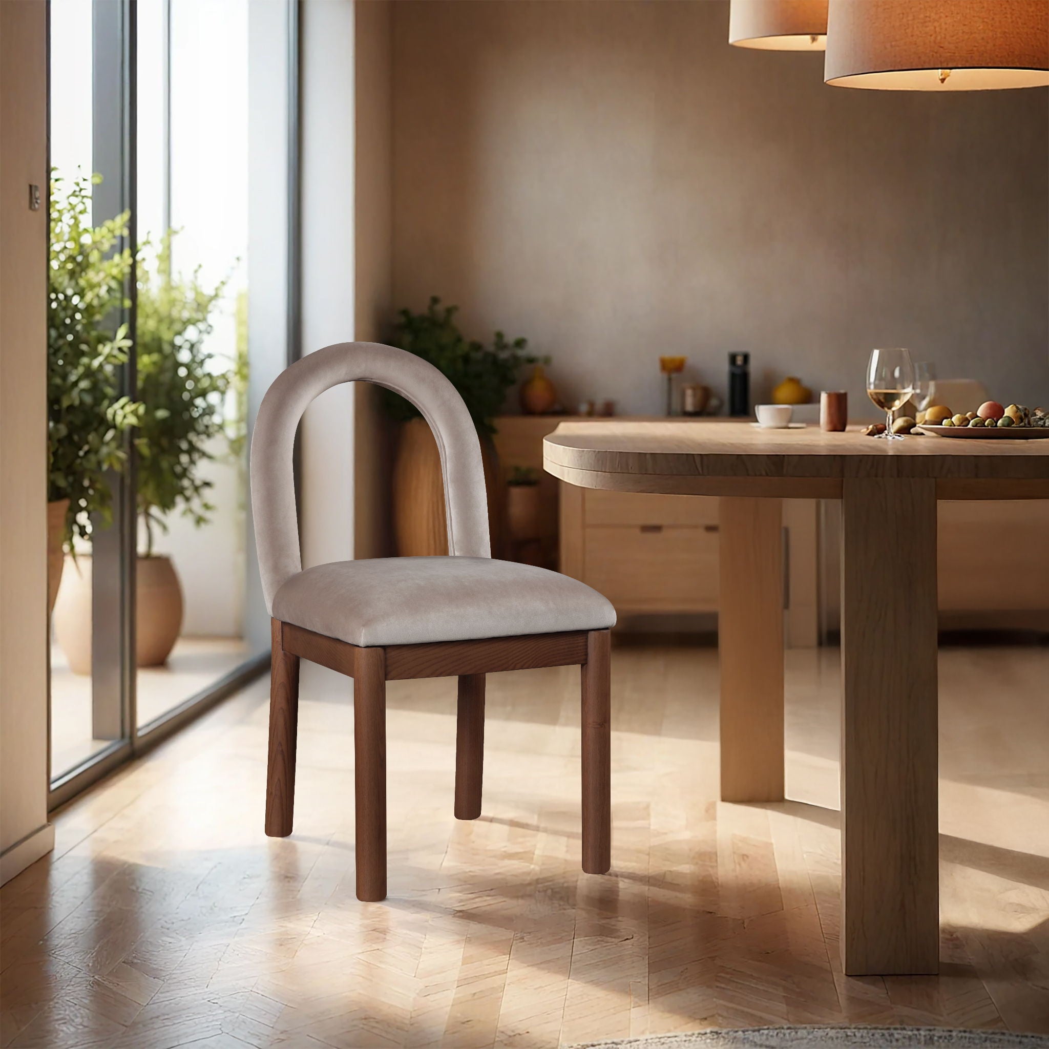 Conrad - Velvet Dining Chair With Brown Legs