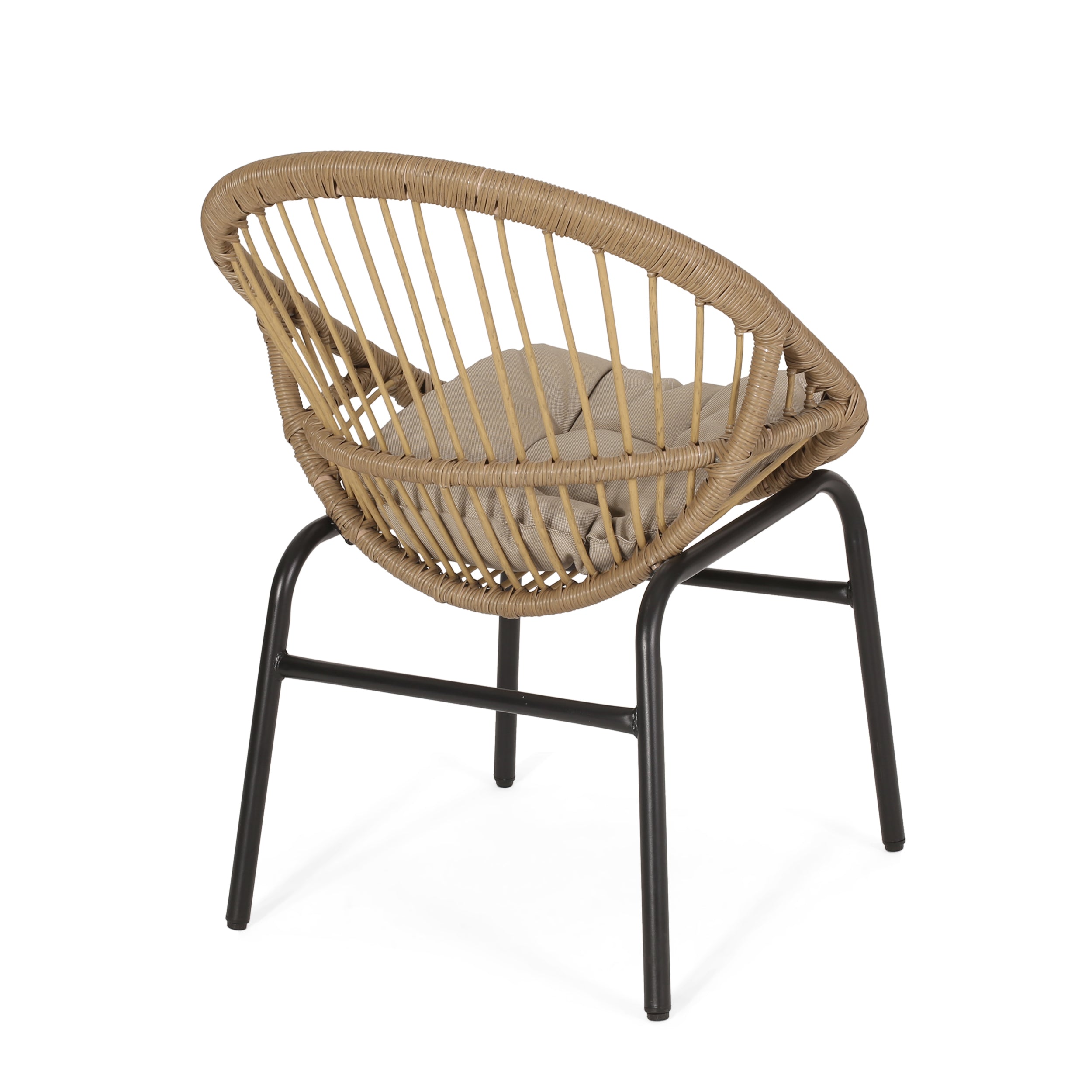 Outdoor Accent Chair with Curved Back and Basket Frame Set of 2